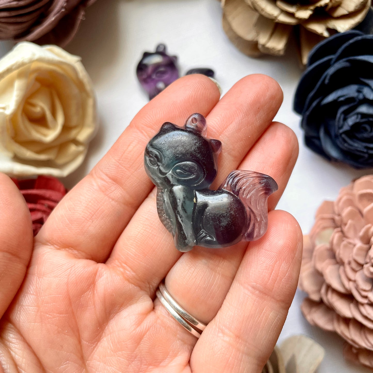 Fluorite Fox Carving Pendant