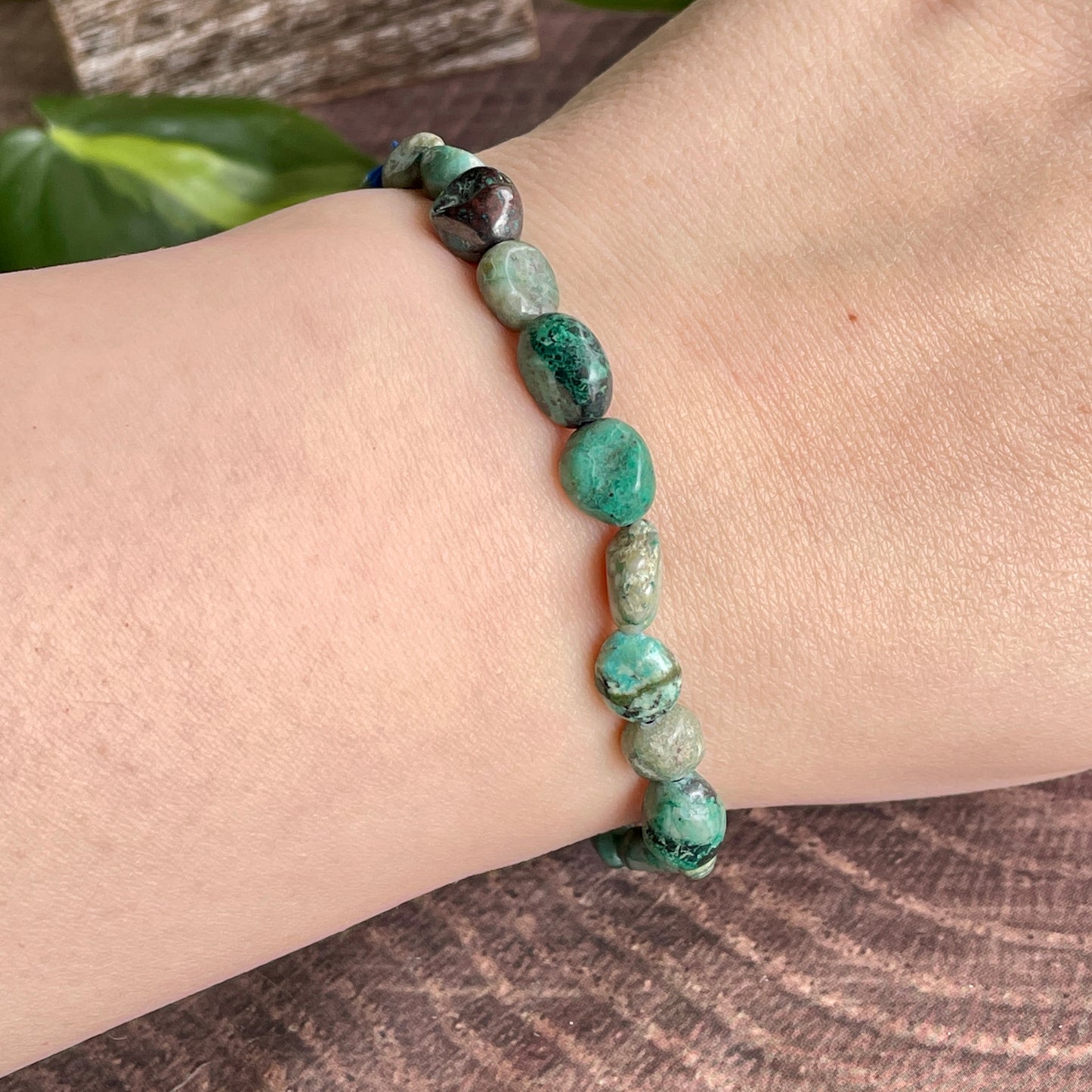 Chrysocolla Tumbled Stone Beaded bracelet