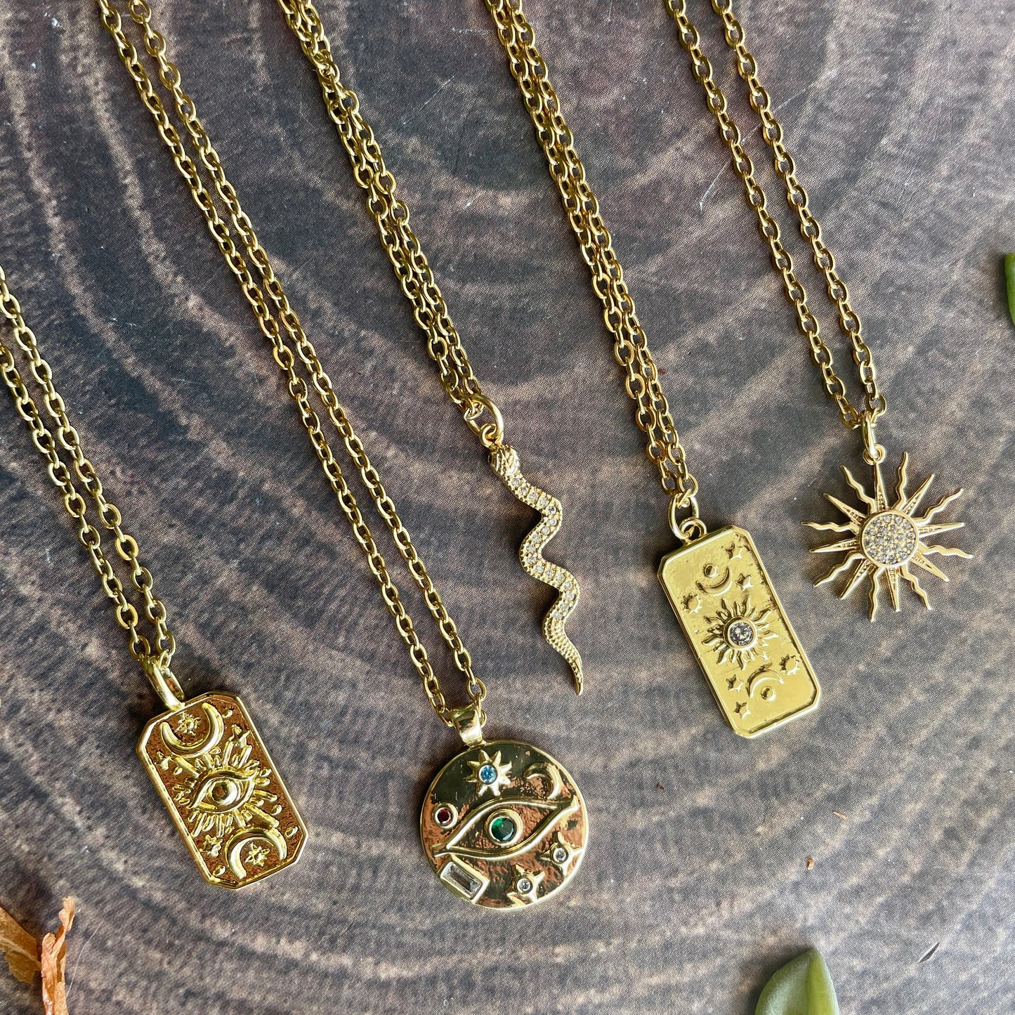 Small Gold Snake Charm Necklace