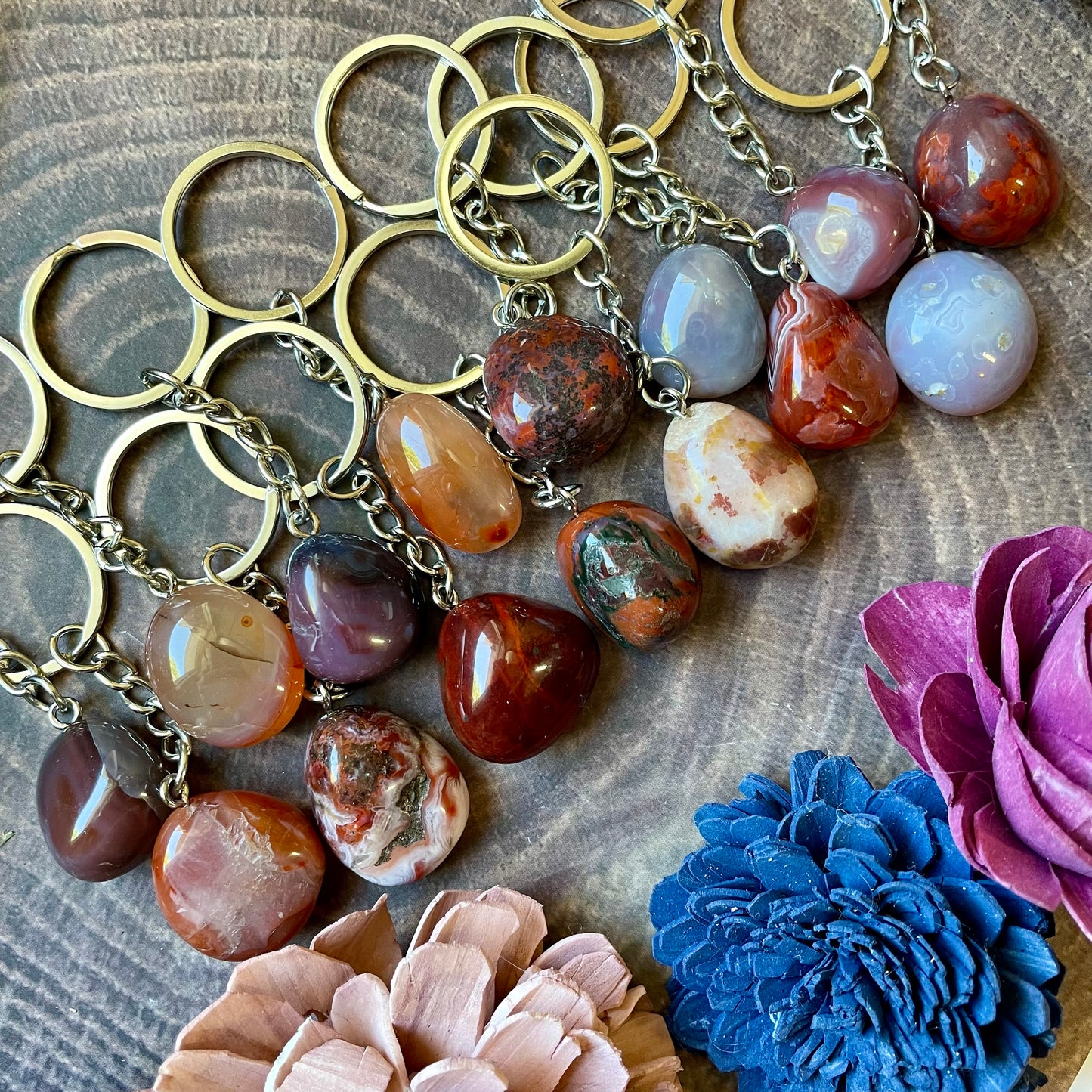 Carnelian Tumble Stone Keychain