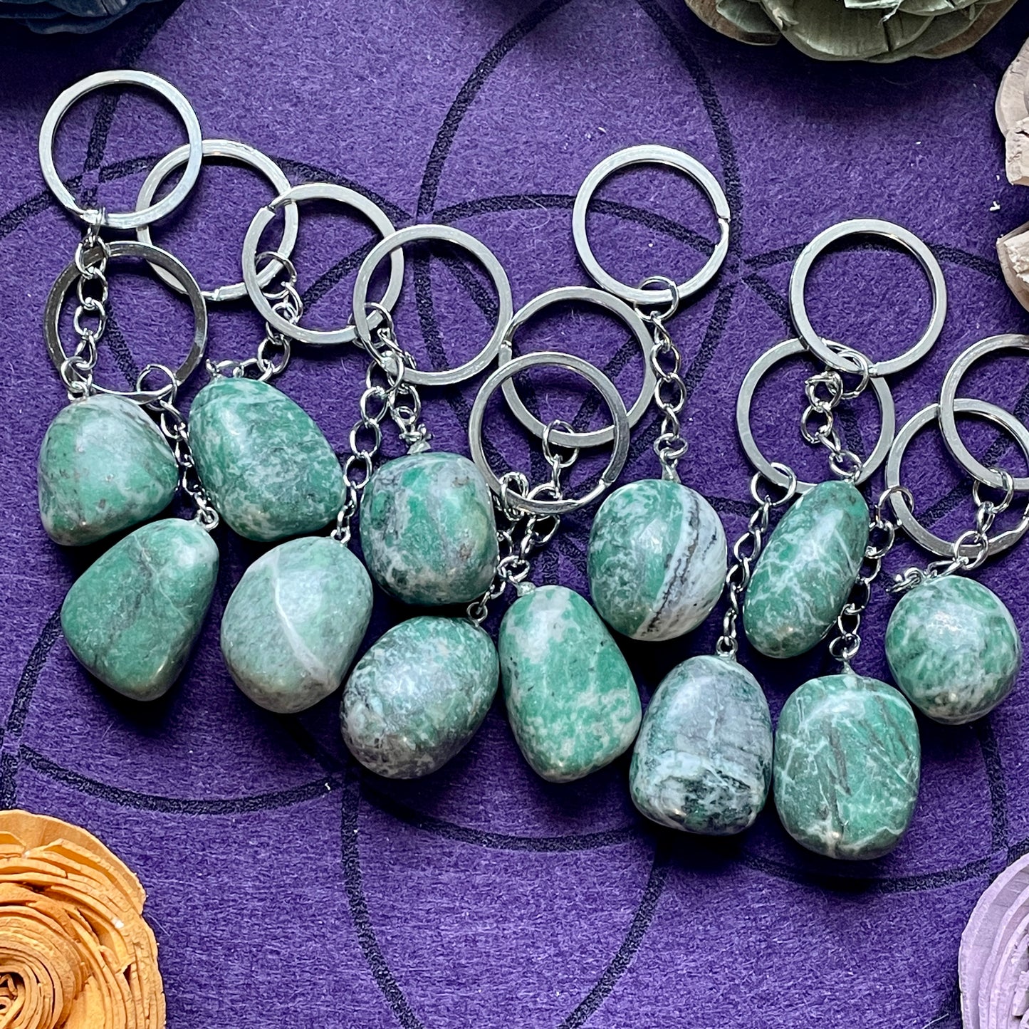 Jade Tumble Stone Keychain