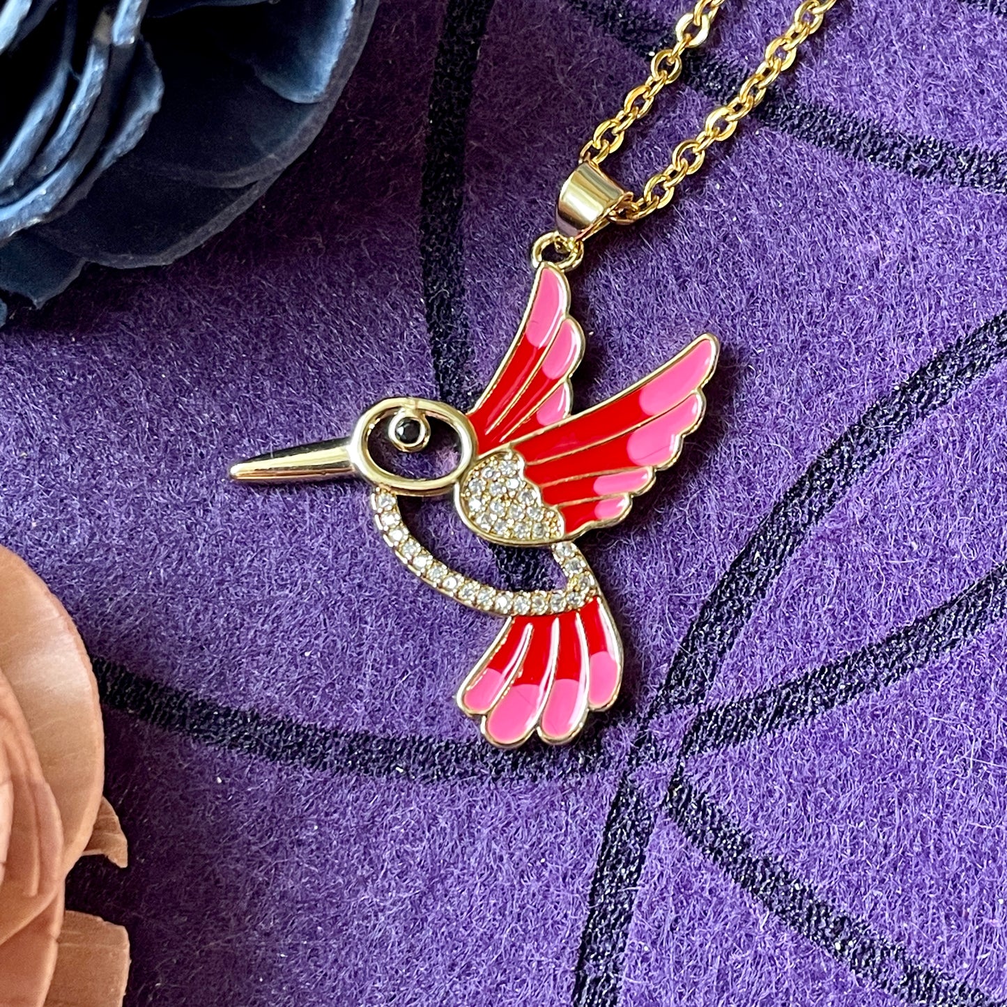 Gold Hummingbird Charm Necklace