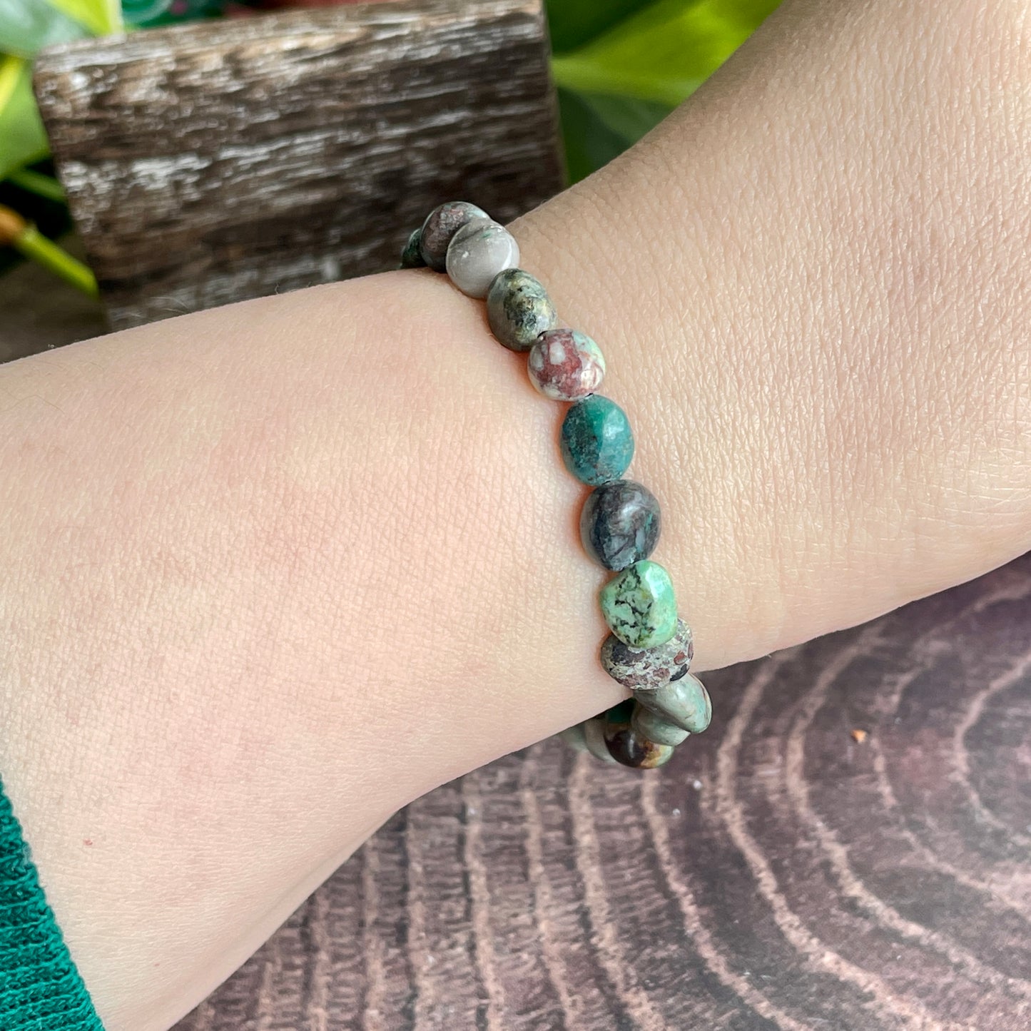 Chrysocolla Tumbled Stone Beaded bracelet