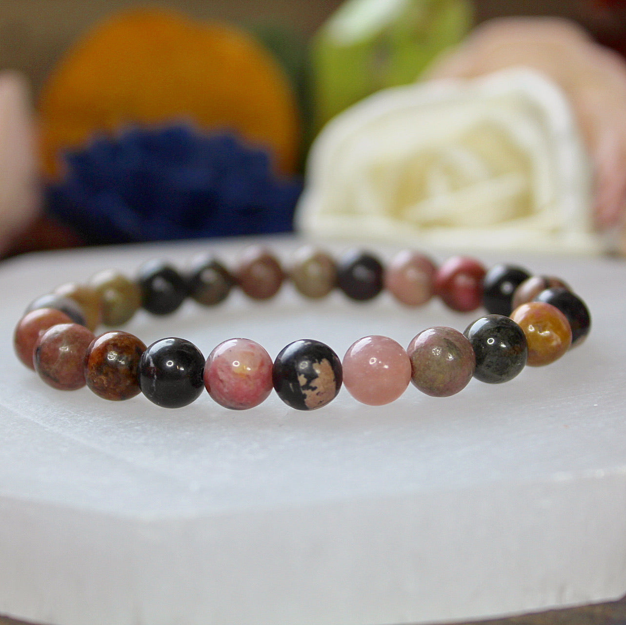 Rhodonite 8mm beaded bracelet