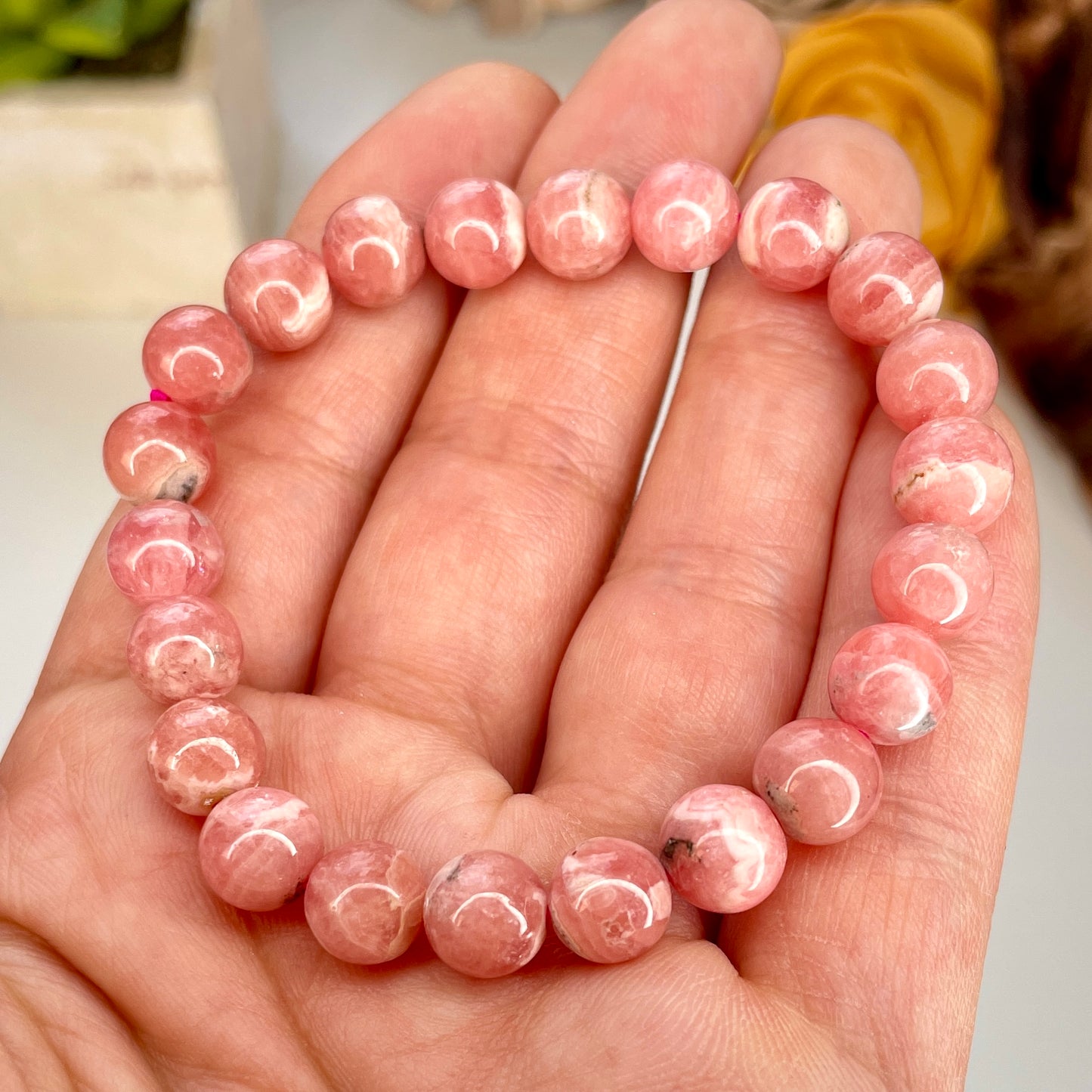 Rhodochrosite 8mm Beaded bracelet