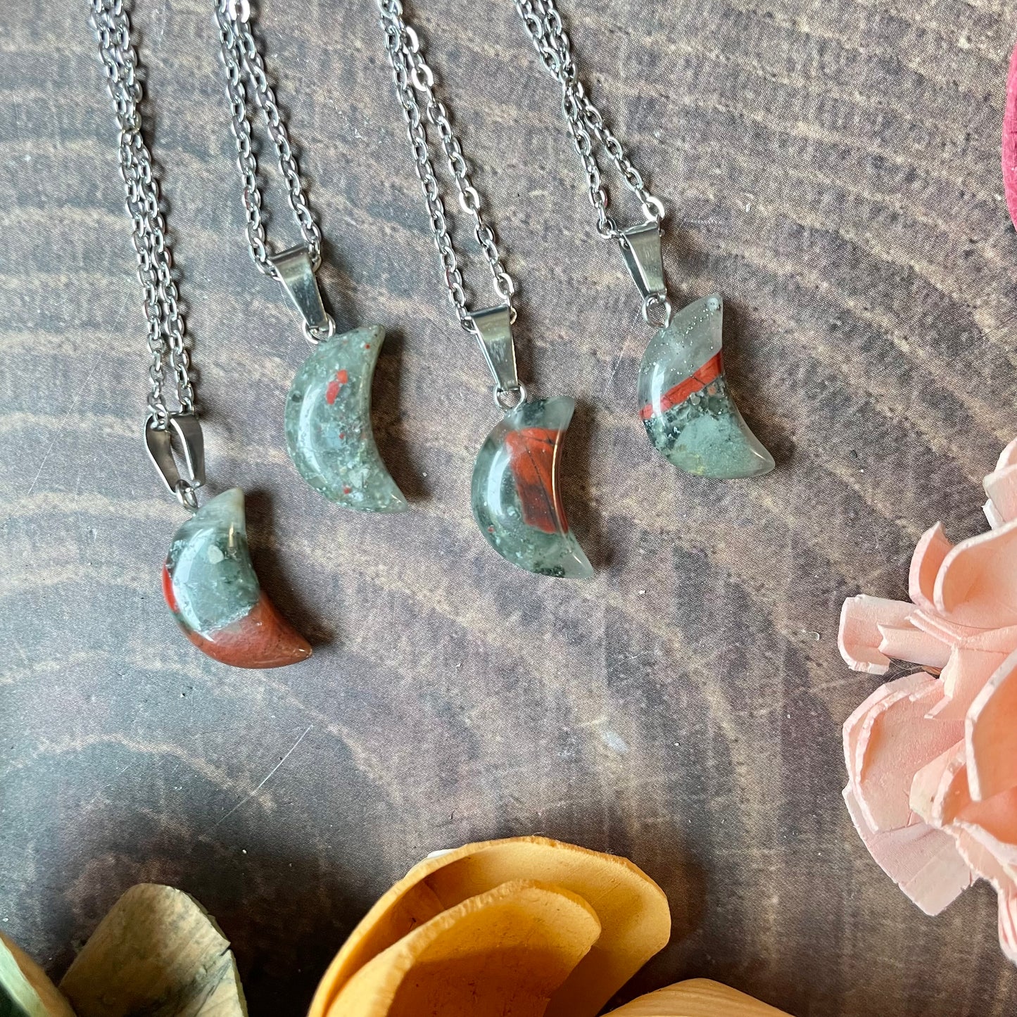Small Bloodstone Moon Necklace