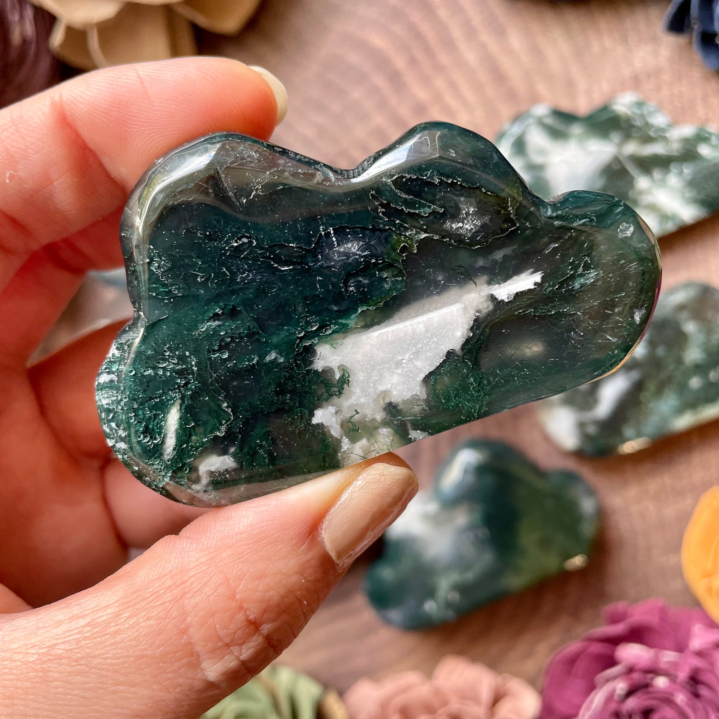 Green Moss Agate Polished Cloud