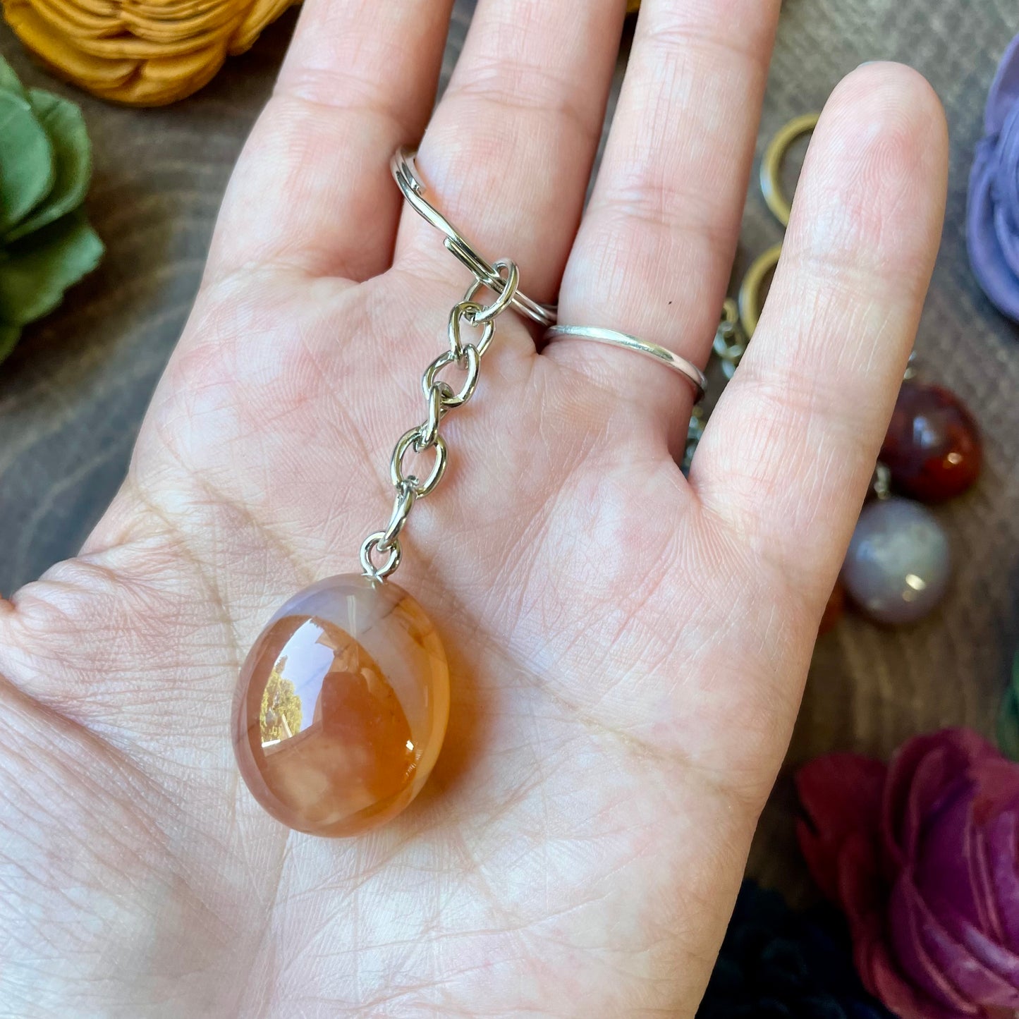 Carnelian Tumble Stone Keychain