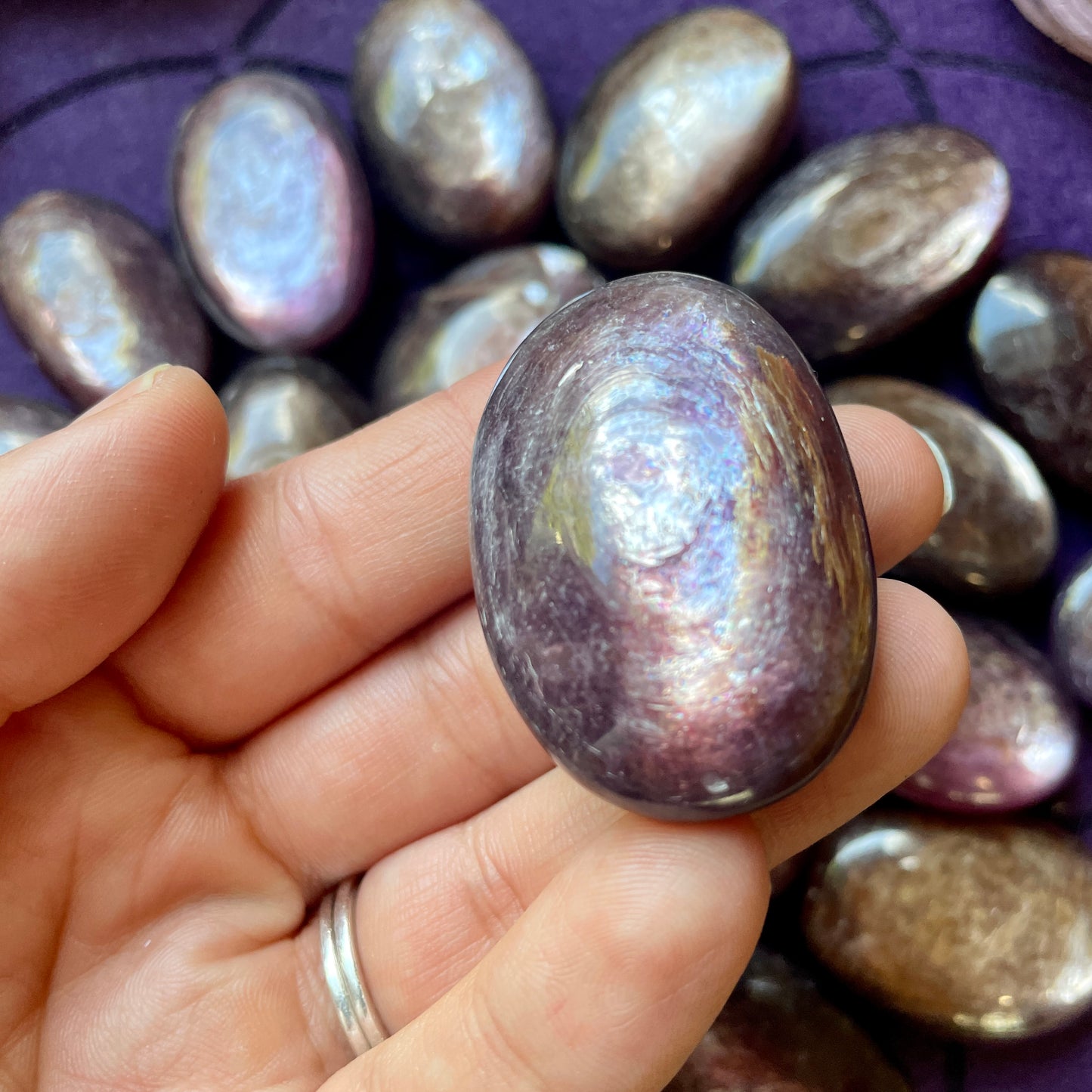 Gem Lepidolite Polished Small Palm Stone