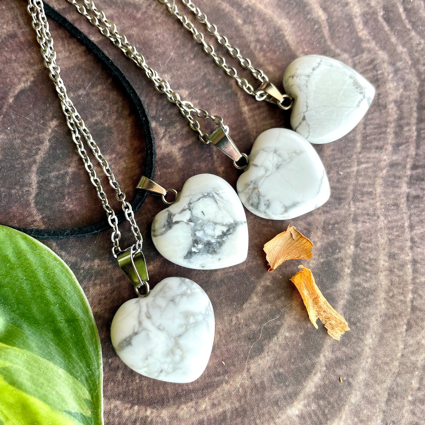 Small Howlite Heart Necklace