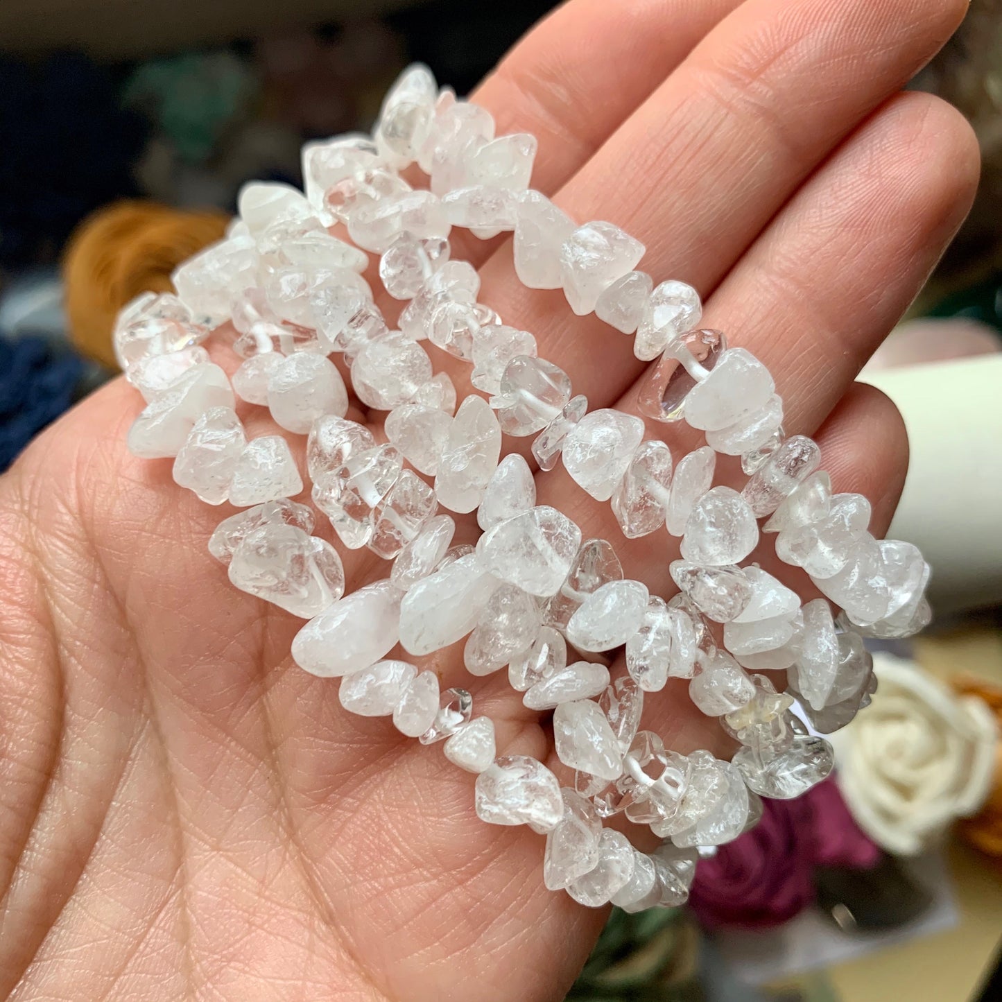 Clear Quartz Chip Bead Bracelet