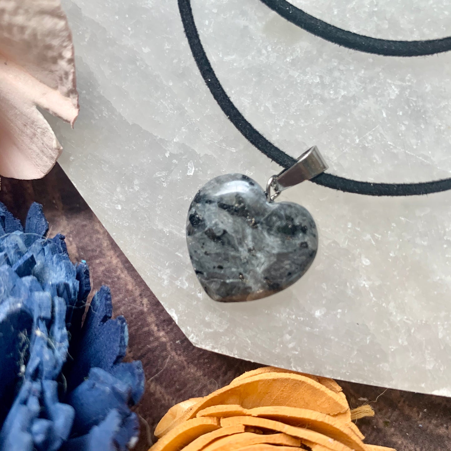 Small Larvikite Heart Necklace