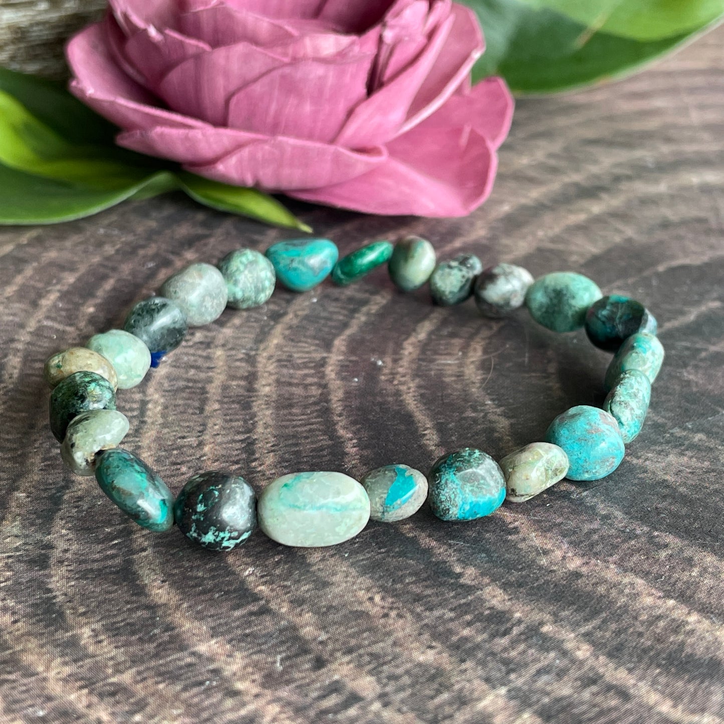 Chrysocolla Tumbled Stone Beaded bracelet