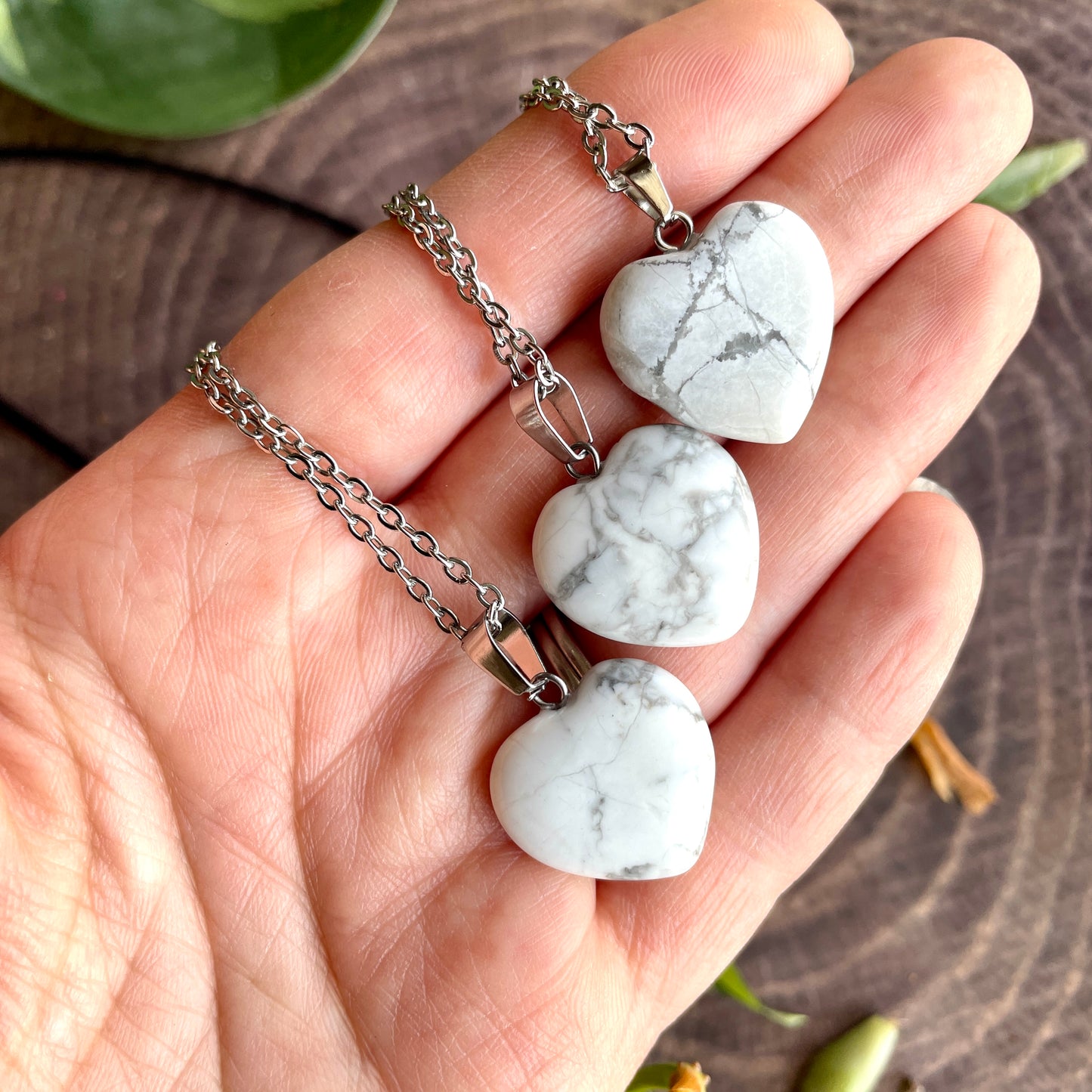 Small Howlite Heart Necklace