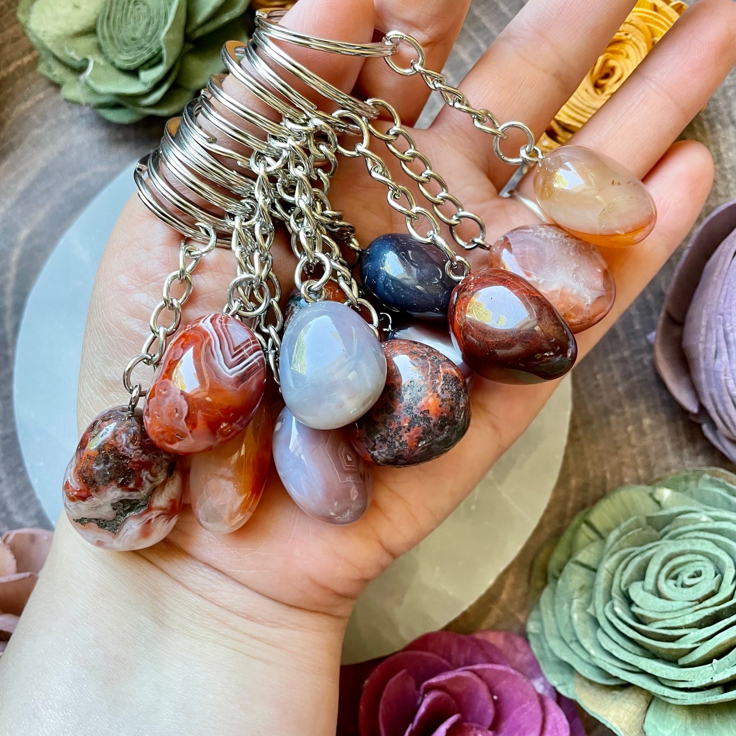 Carnelian Tumble Stone Keychain