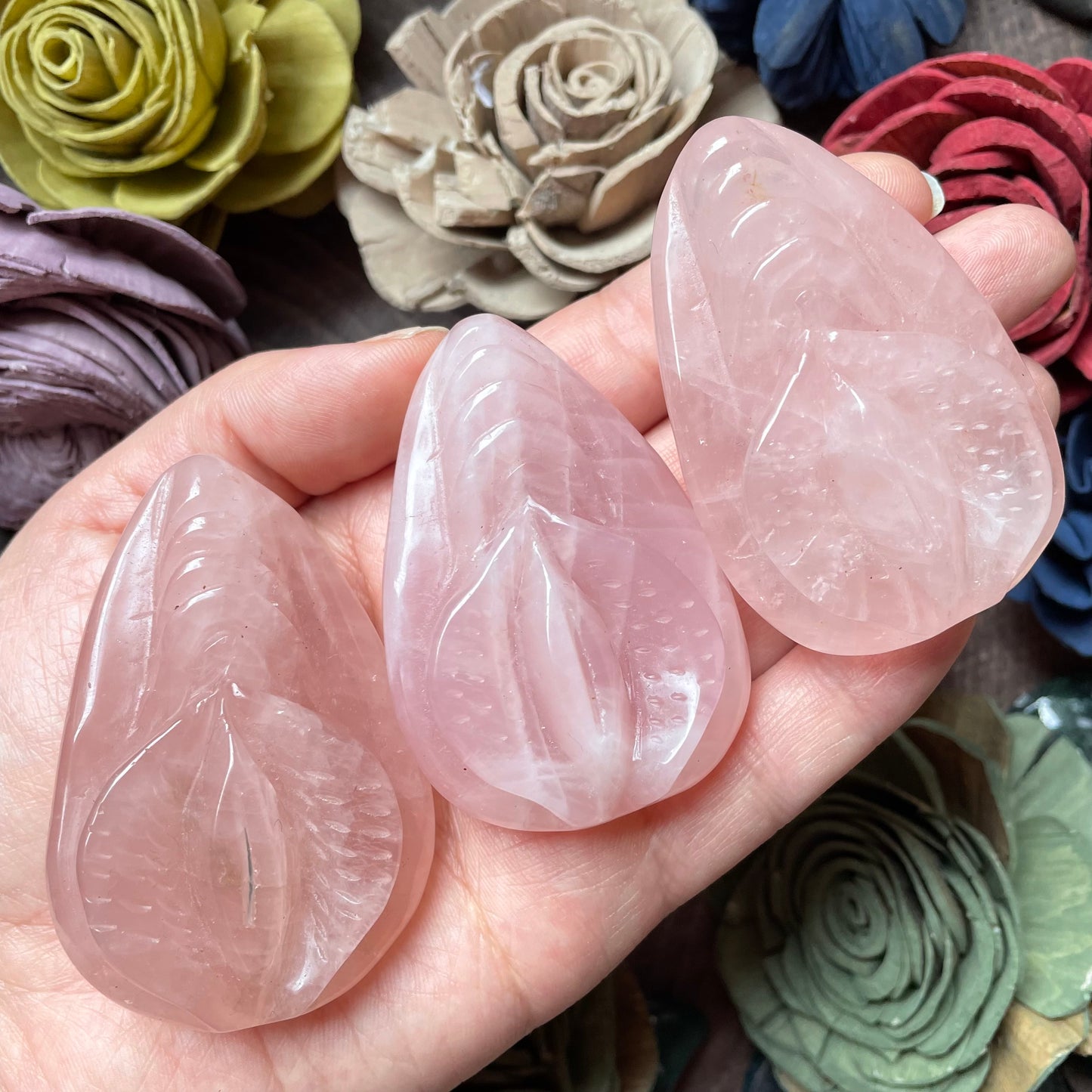 Rose Quartz Vulva/Yoni Carving