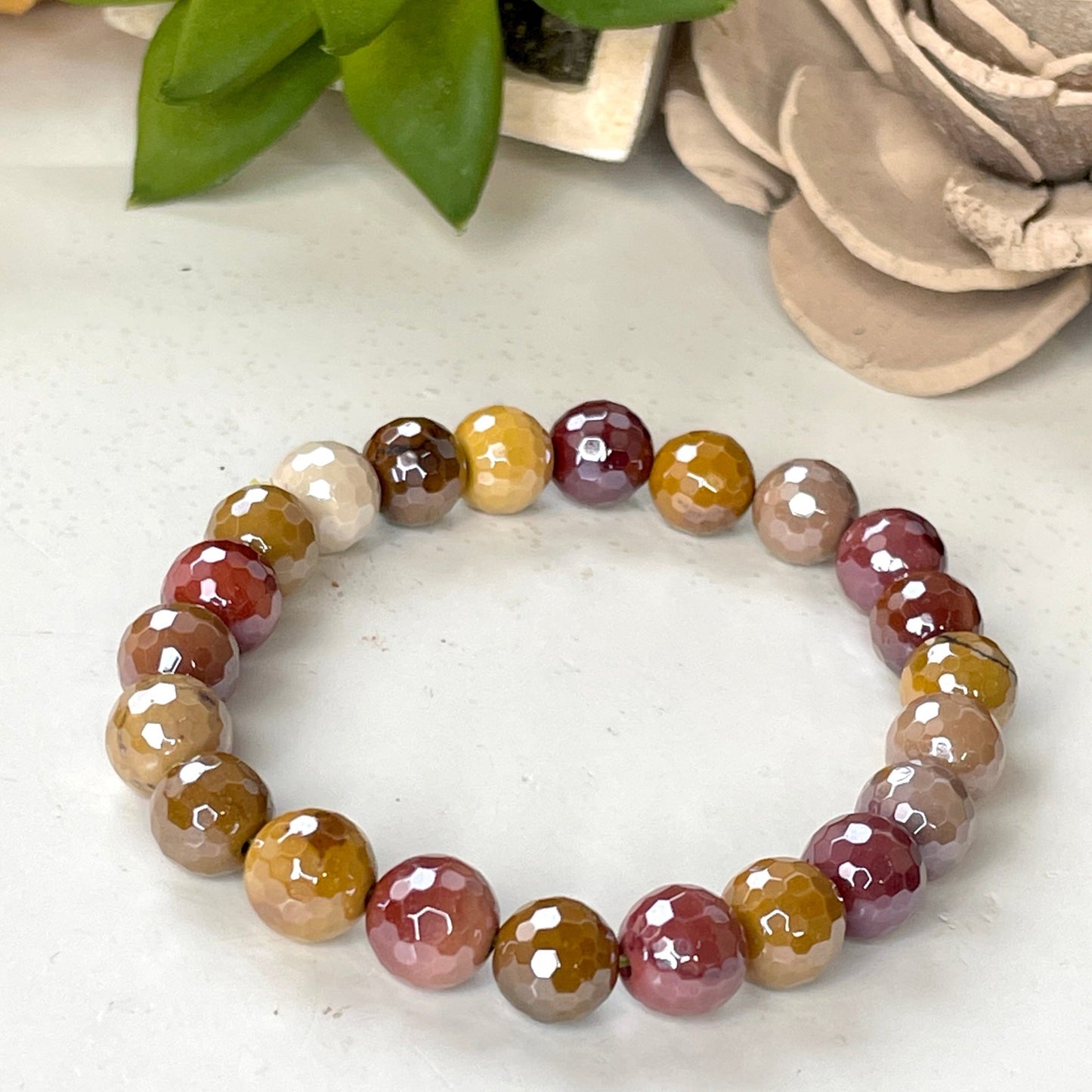 Aura Mookaite Jasper 8mm Faceted Beaded bracelet