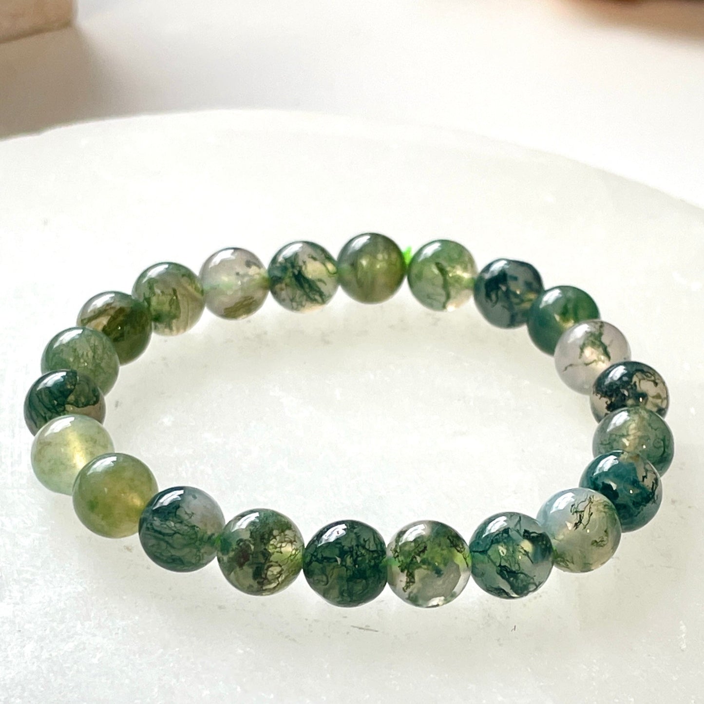 Moss Agate 8mm Beaded bracelet