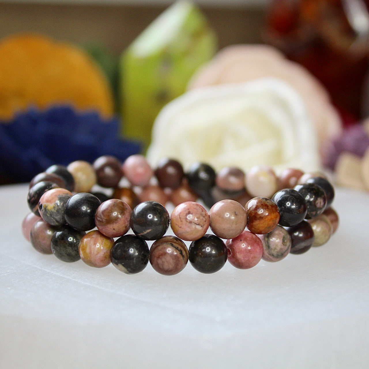 Rhodonite 8mm beaded bracelet