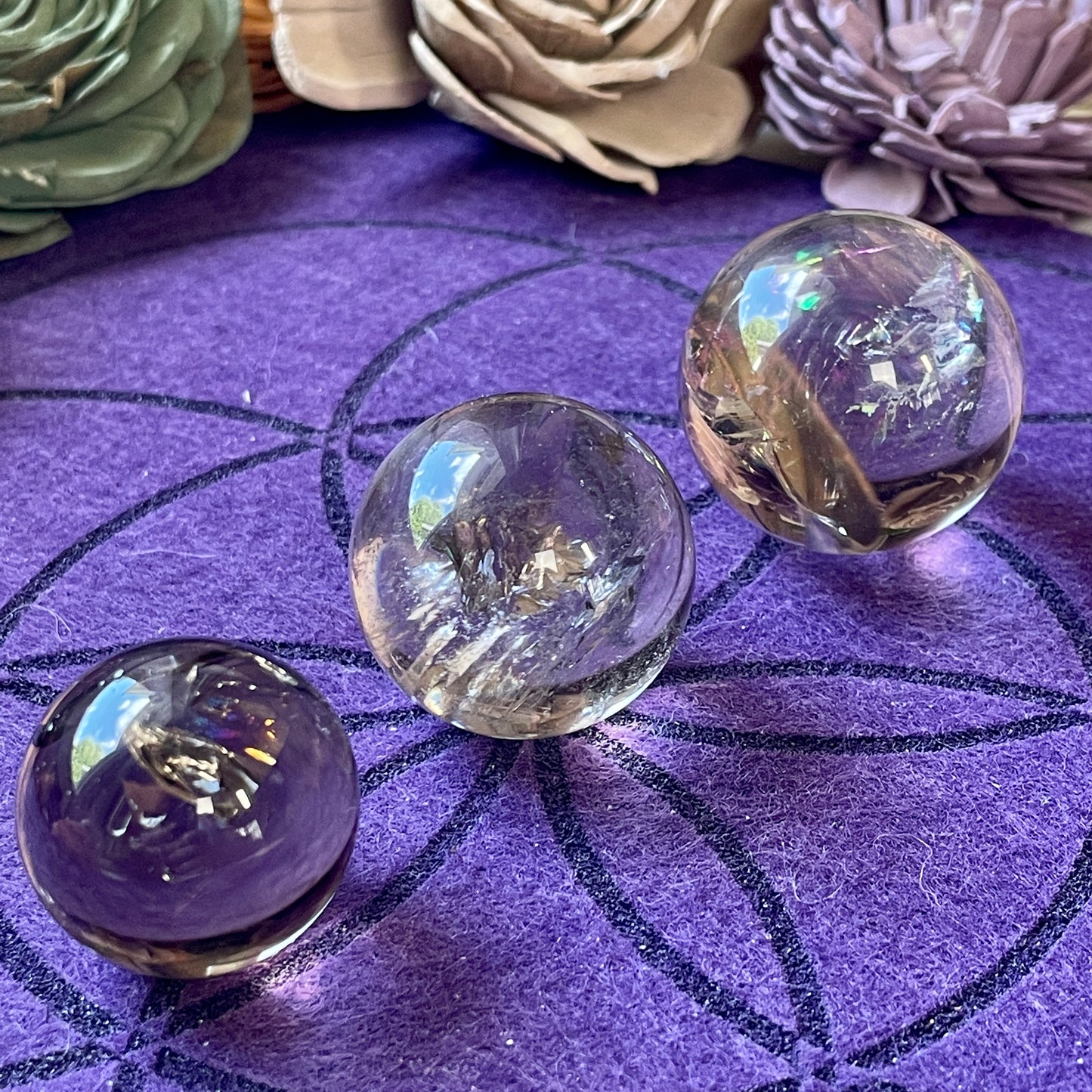 Rainbow Filled Smoky quartz Sphere