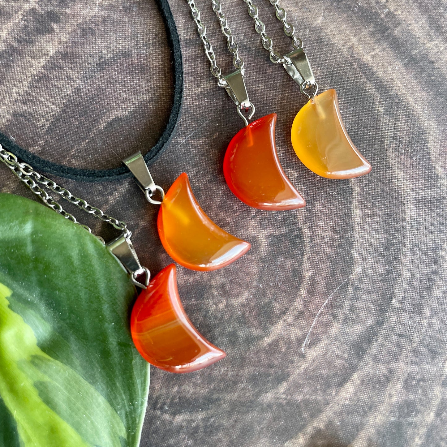 Small Carnelian Moon Necklace