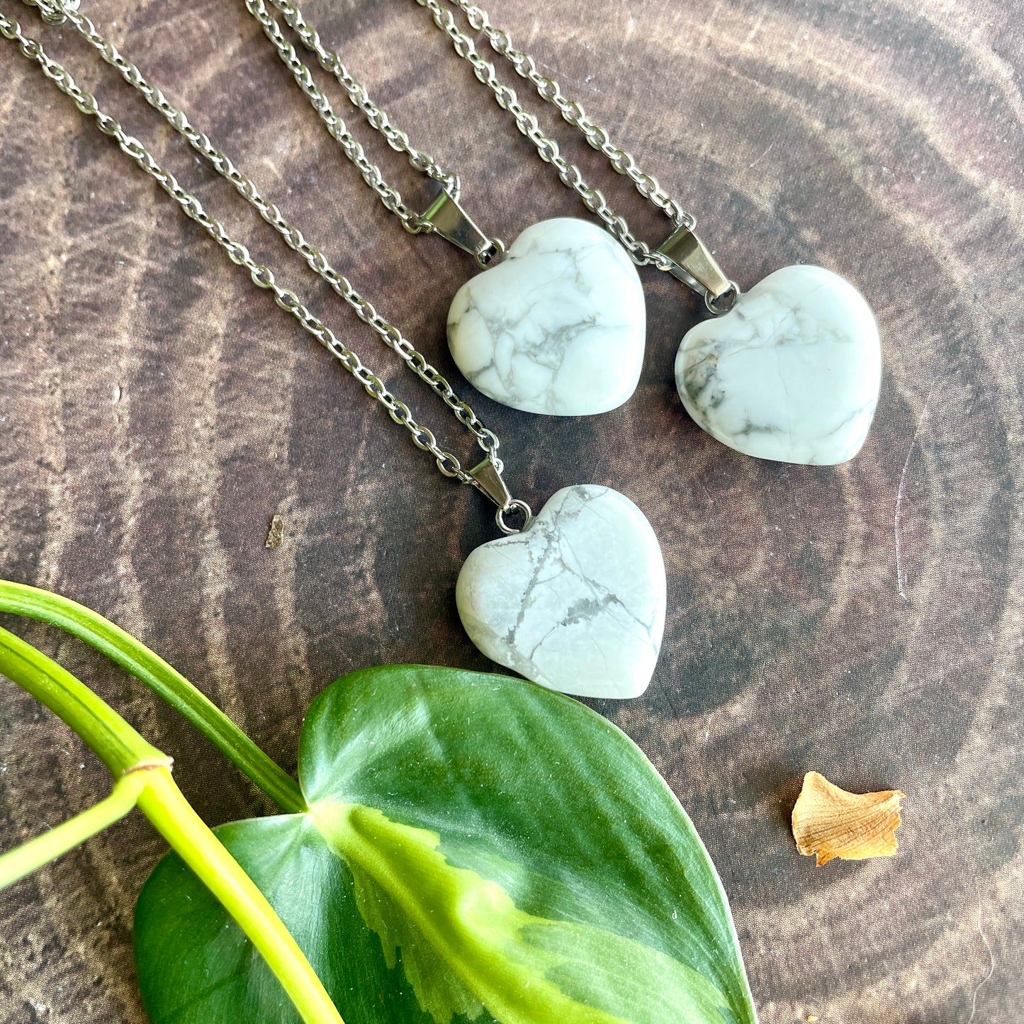 Small Howlite Heart Necklace