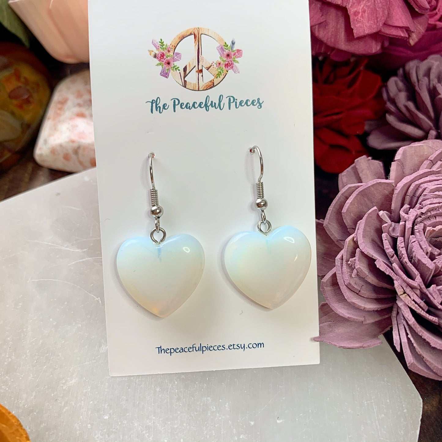 Opalite Heart Earrings