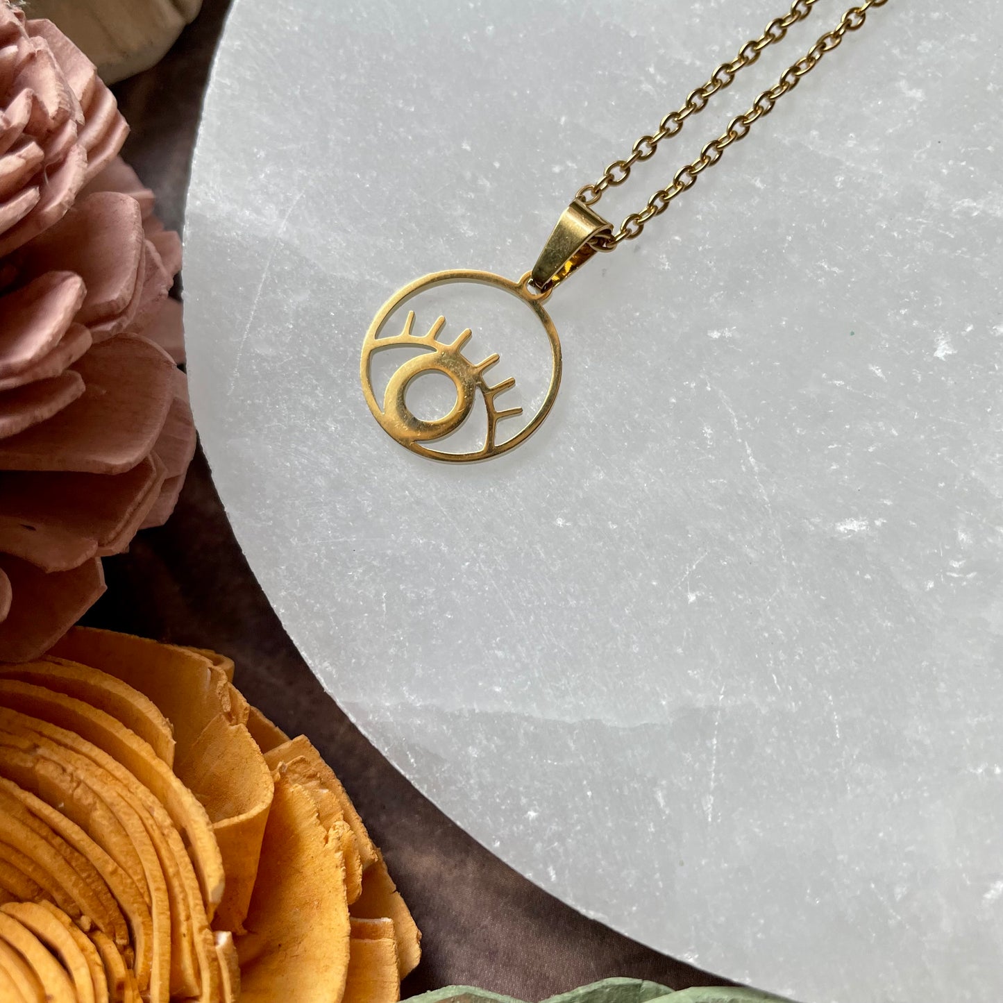 Gold Evil Eye Charm Necklace