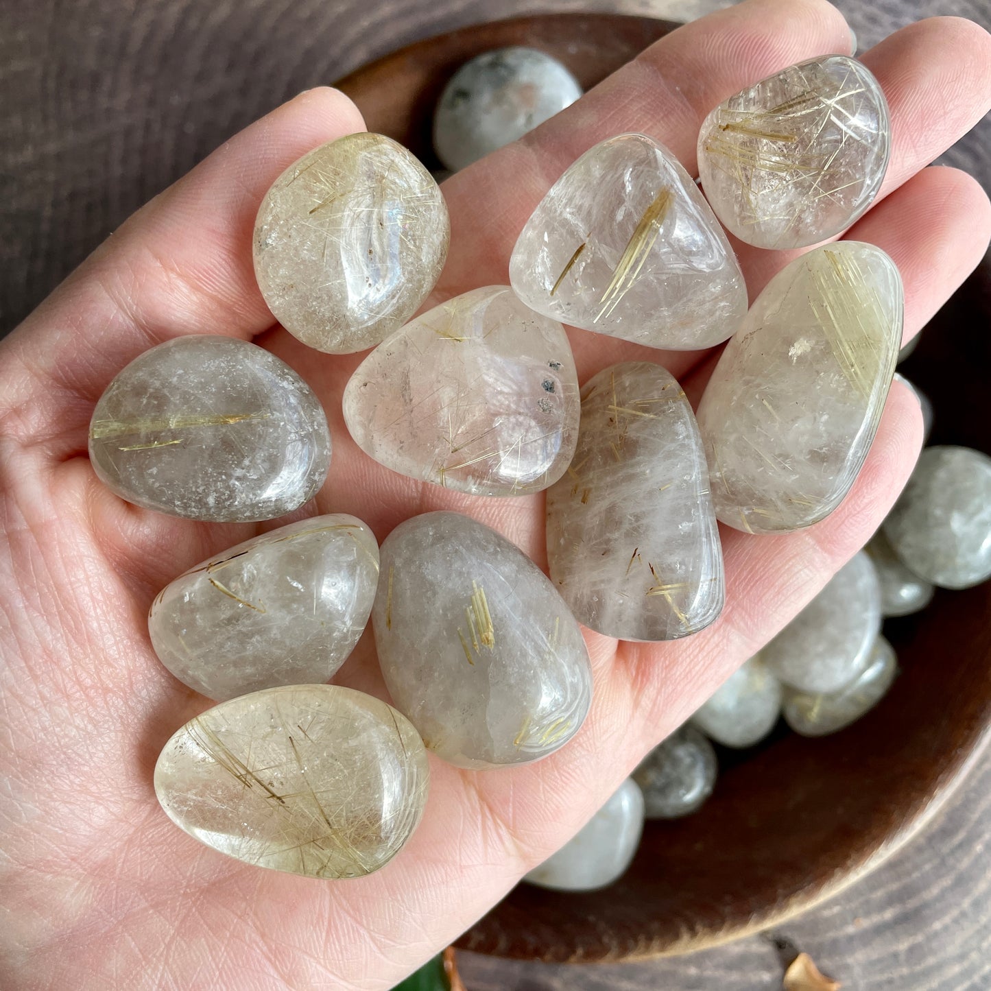 Golden Rutile Quartz Tumbled stone