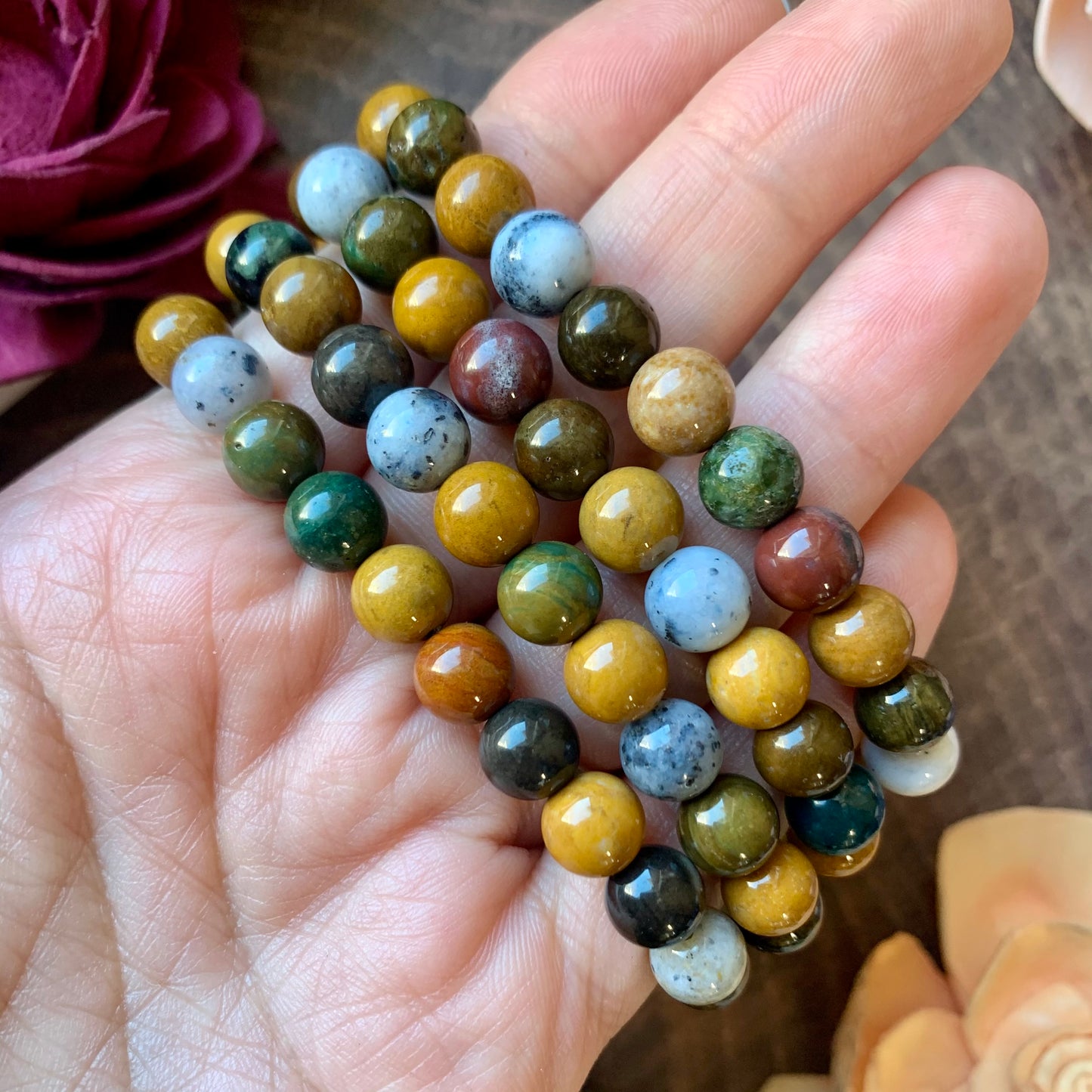 Ocean Jasper 8mm beaded bracelet