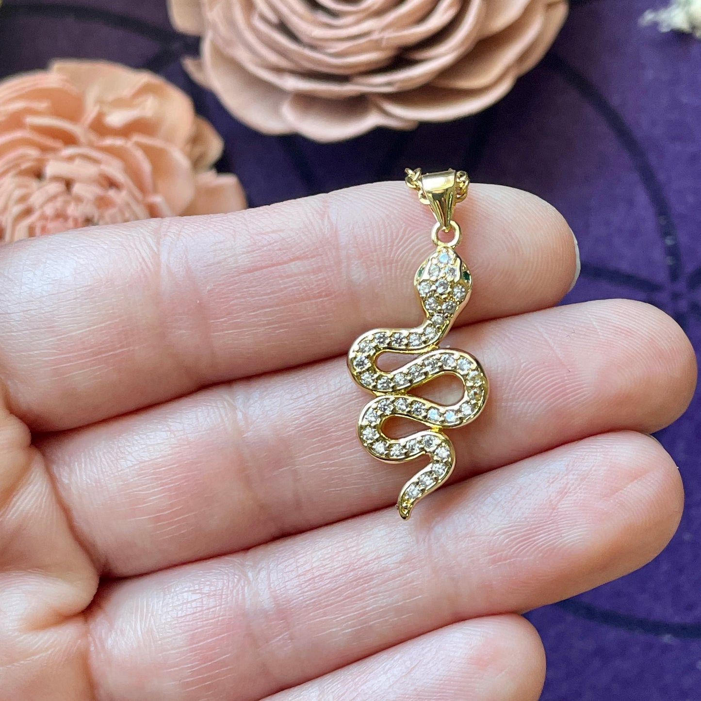 Gold Snake Charm Necklace