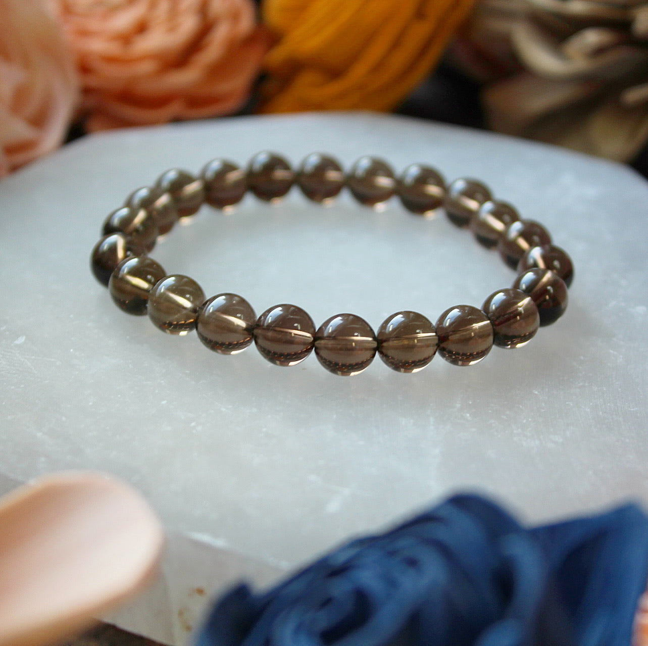 Smoky Quartz 8mm beaded bracelet