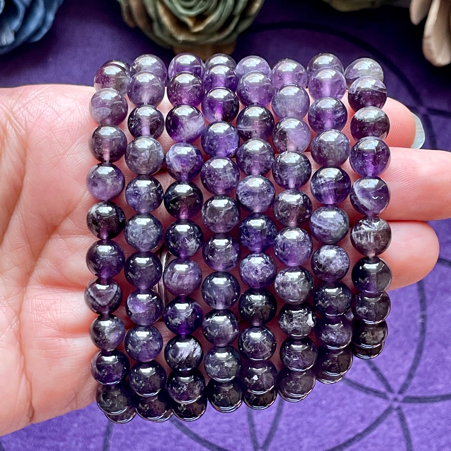 Amethyst 8mm Beaded bracelet