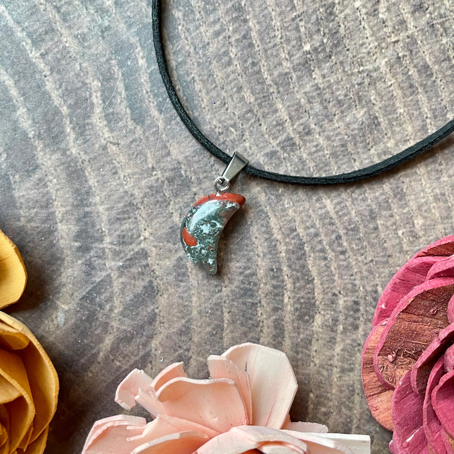 Small Bloodstone Moon Necklace