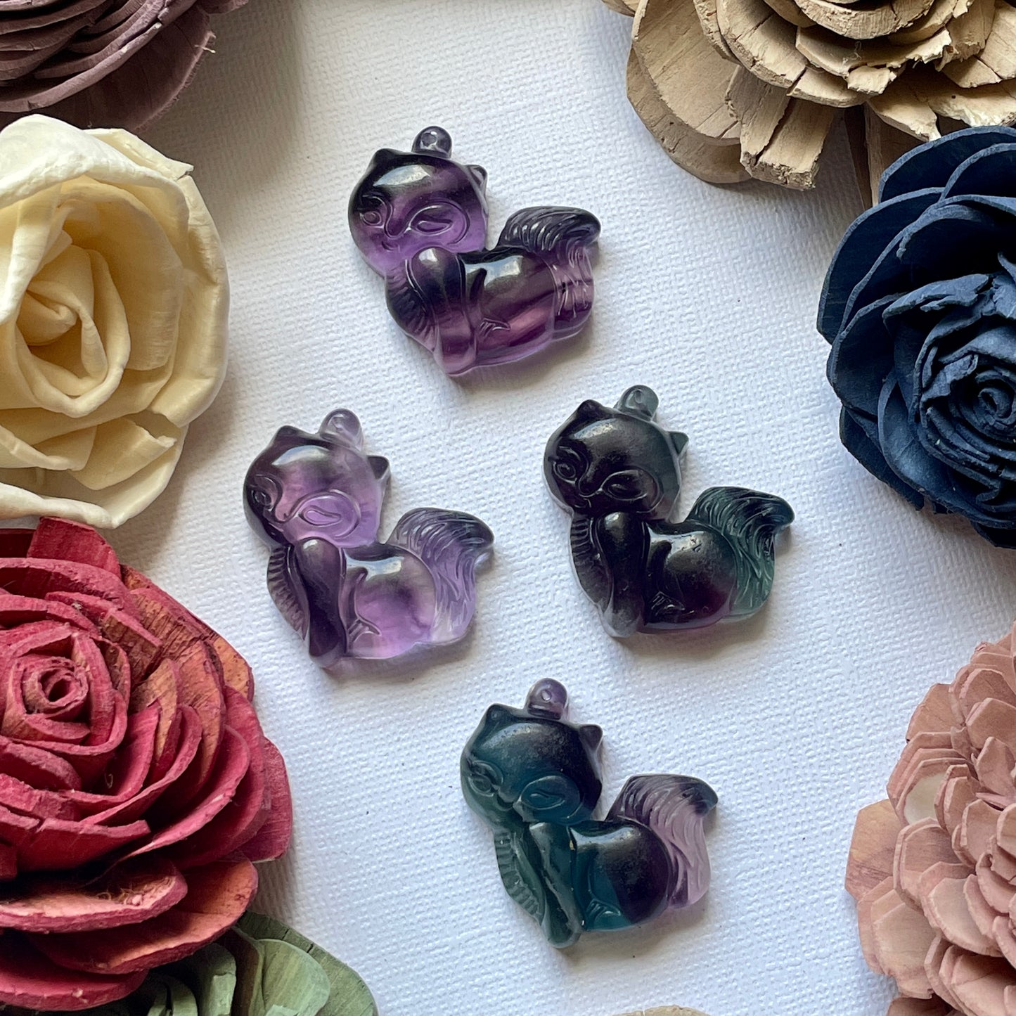 Fluorite Fox Carving Pendant