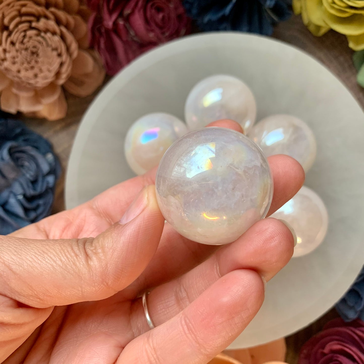 Angel Aura Rose Quartz Sphere