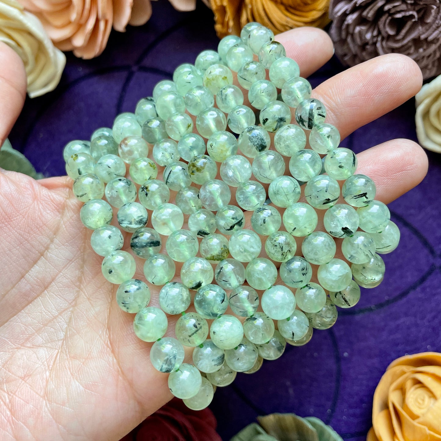 Prehnite 8mm Beaded bracelet