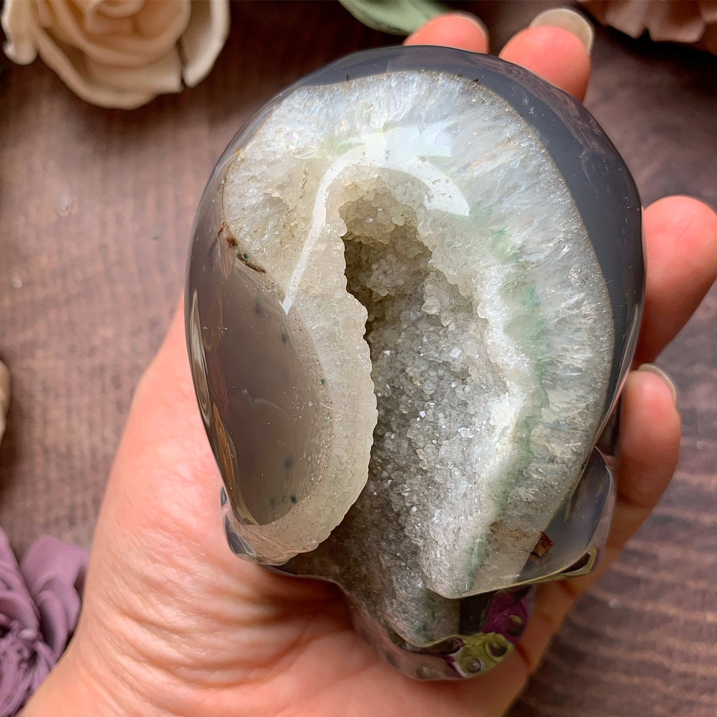 Druzy Agate Skull 1.2 lb