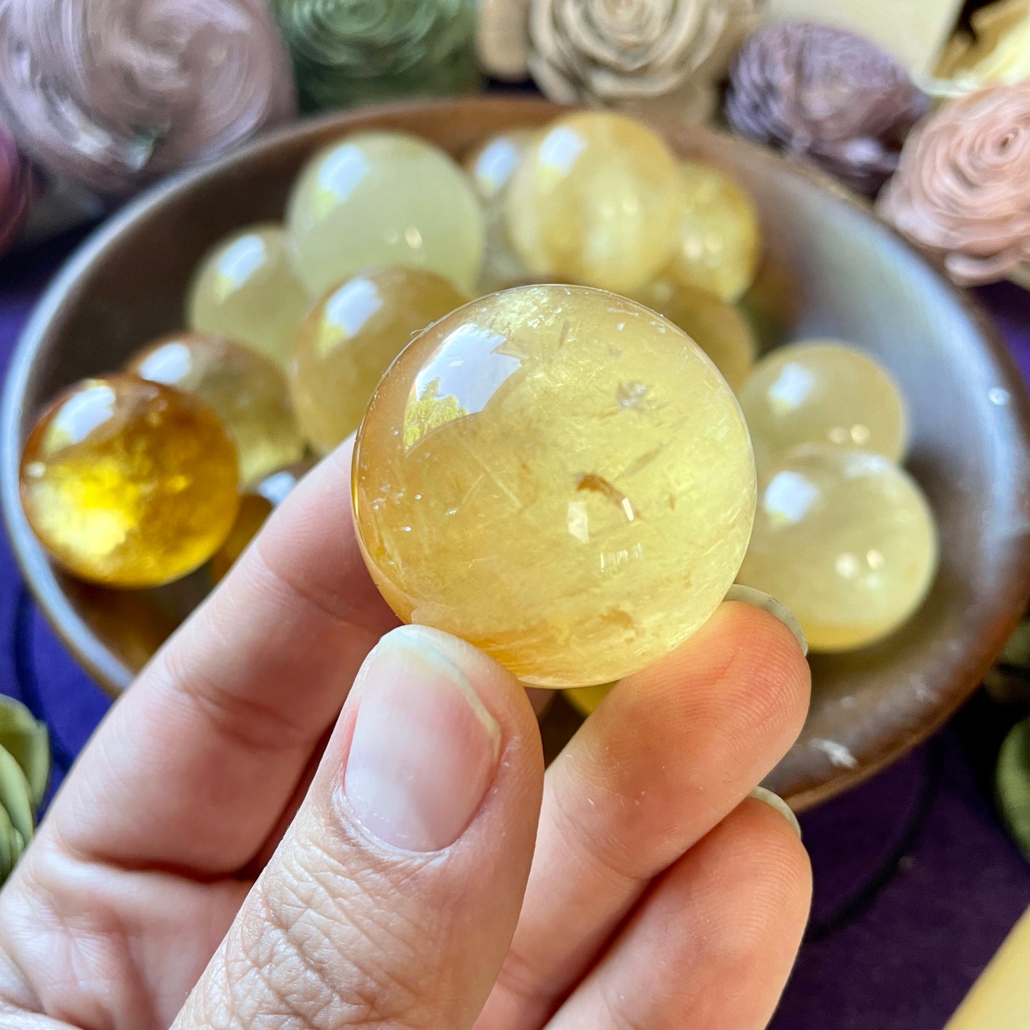 Honey Calcite Sphere