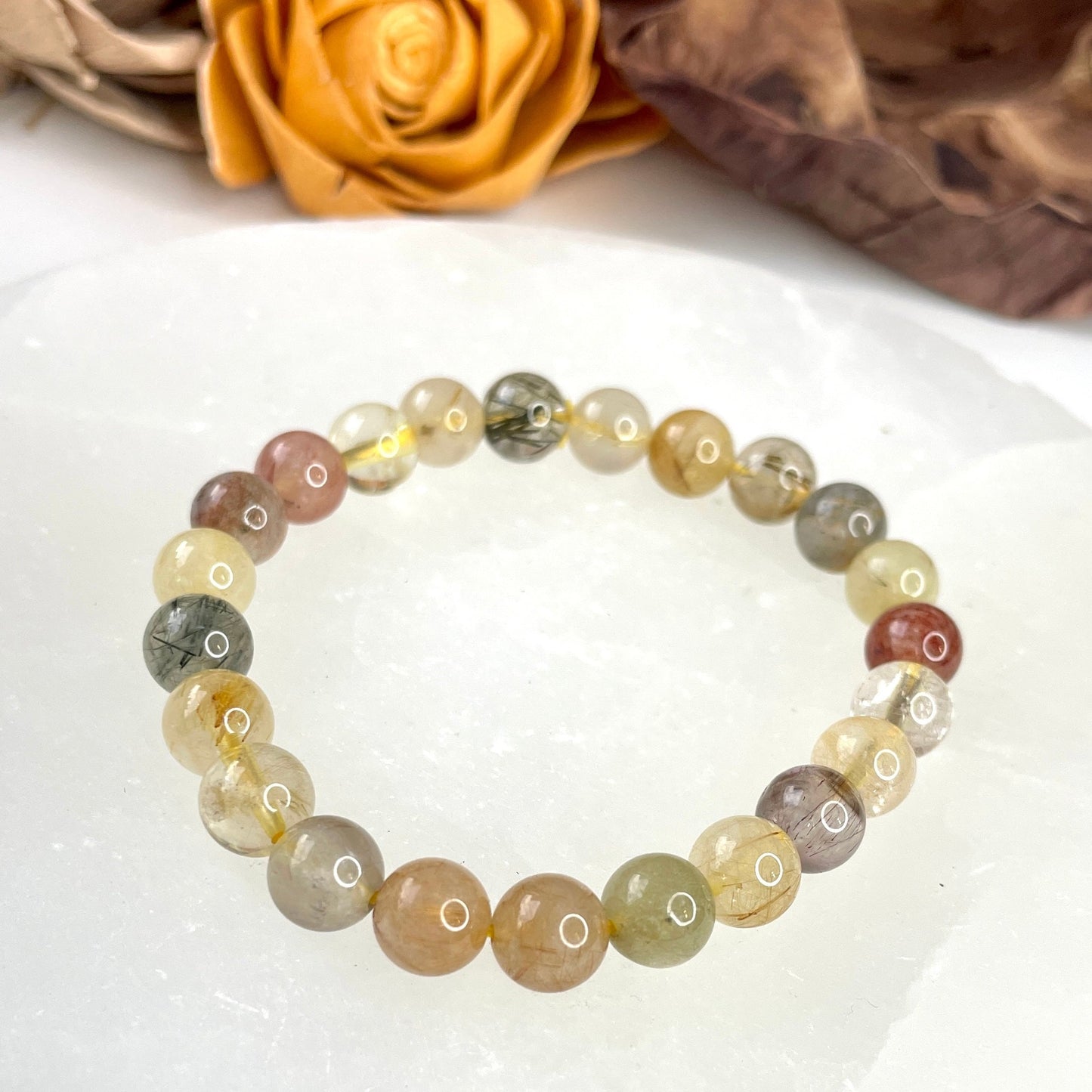 Rutilated Quartz 8mm Beaded bracelet
