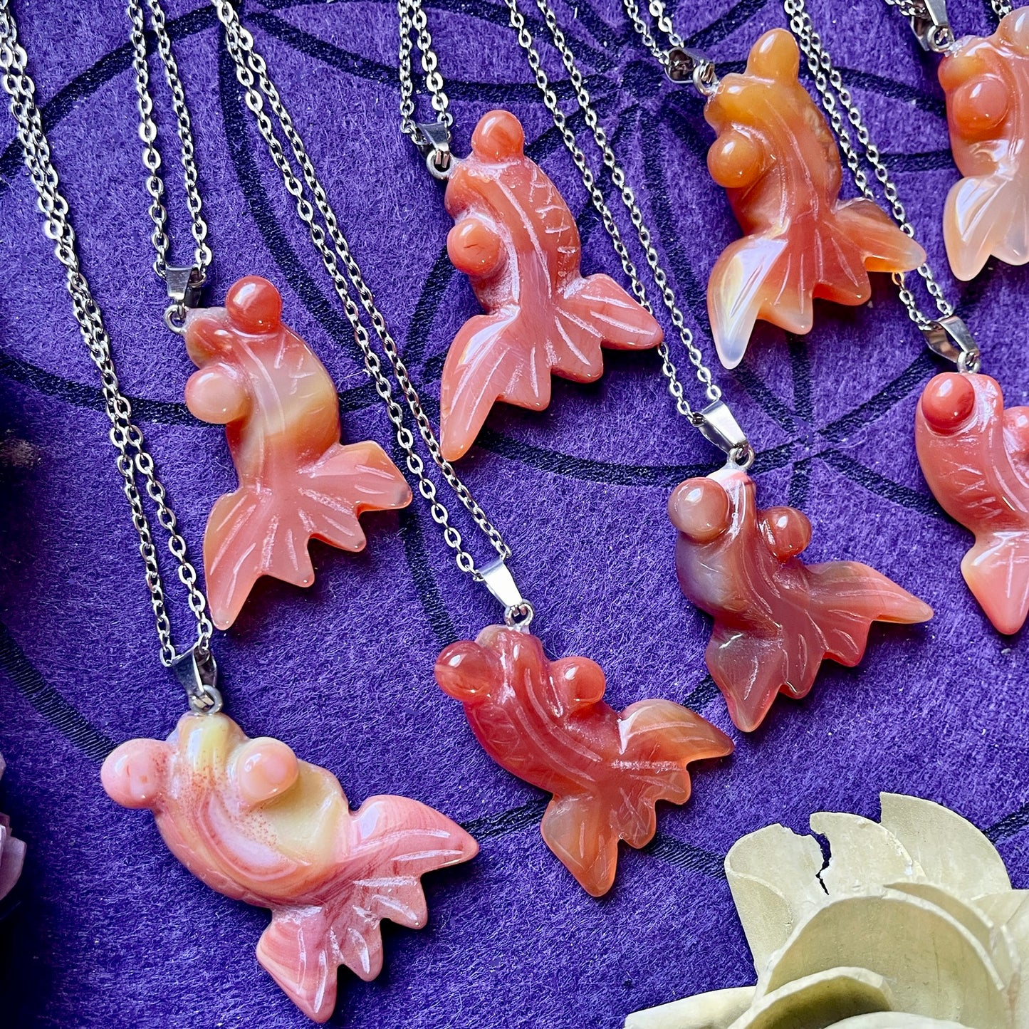 Carnelian Agate Fish Carving Necklace