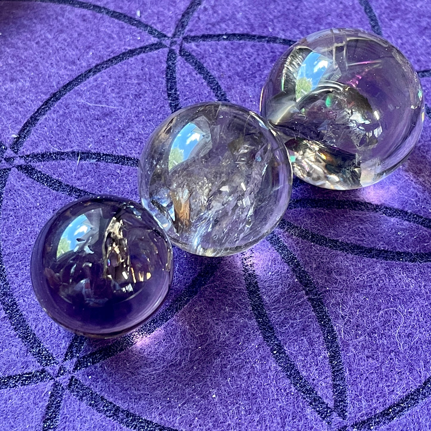 Rainbow Filled Smoky quartz Sphere
