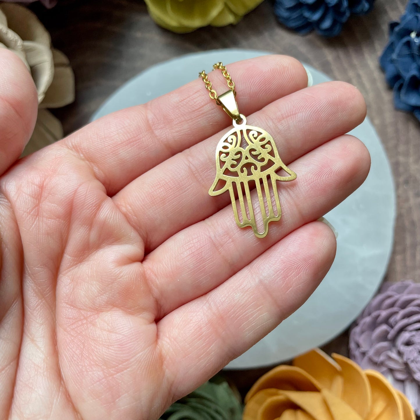 Gold Hamsa Hand Necklace