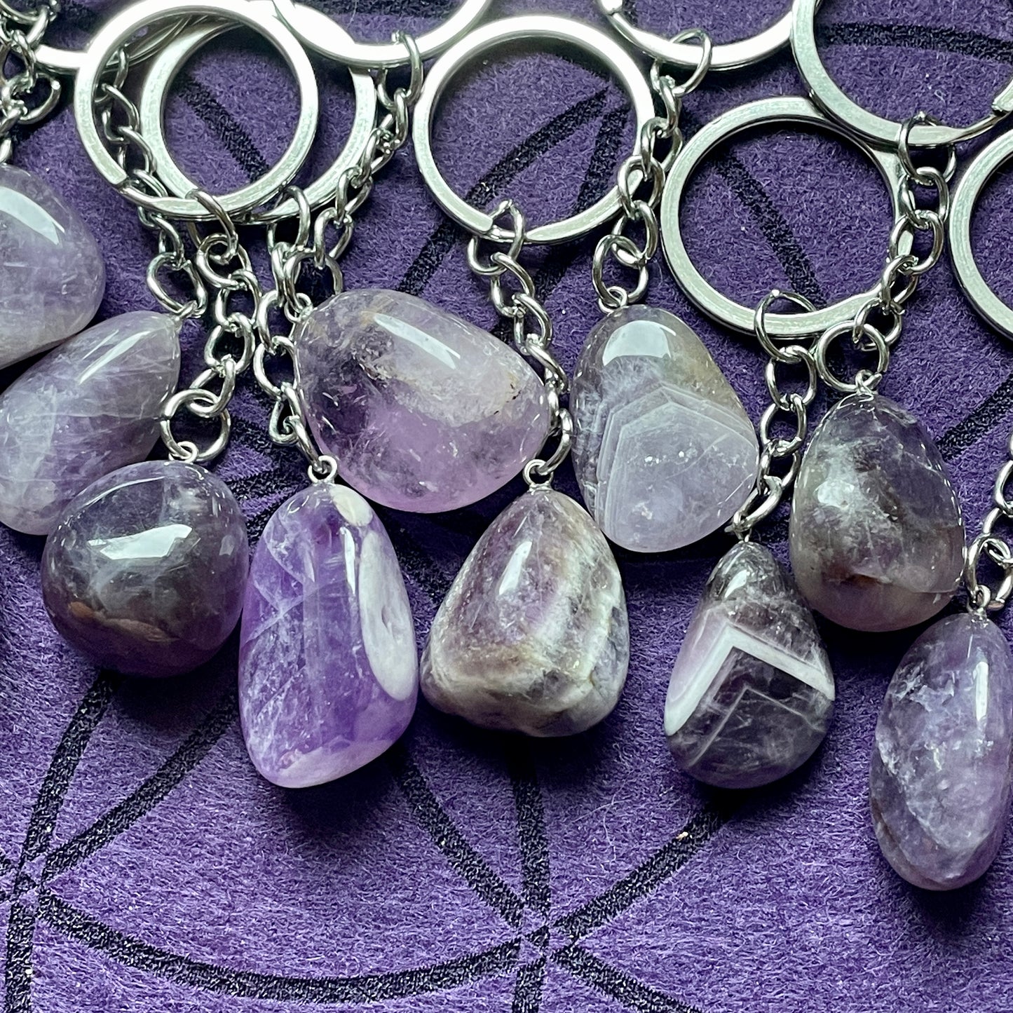 Amethyst Tumble Stone Keychain