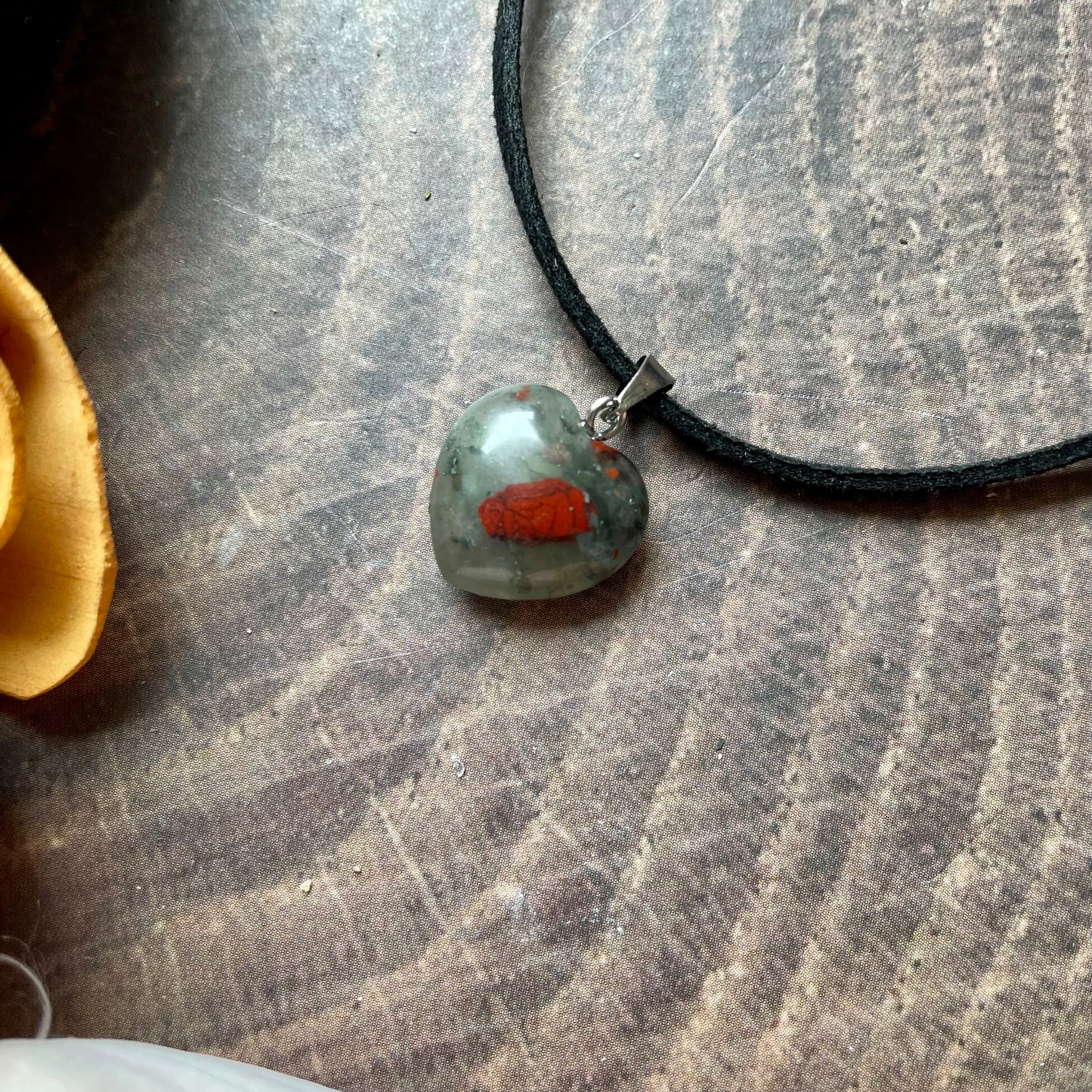 Small Bloodstone Heart Necklace
