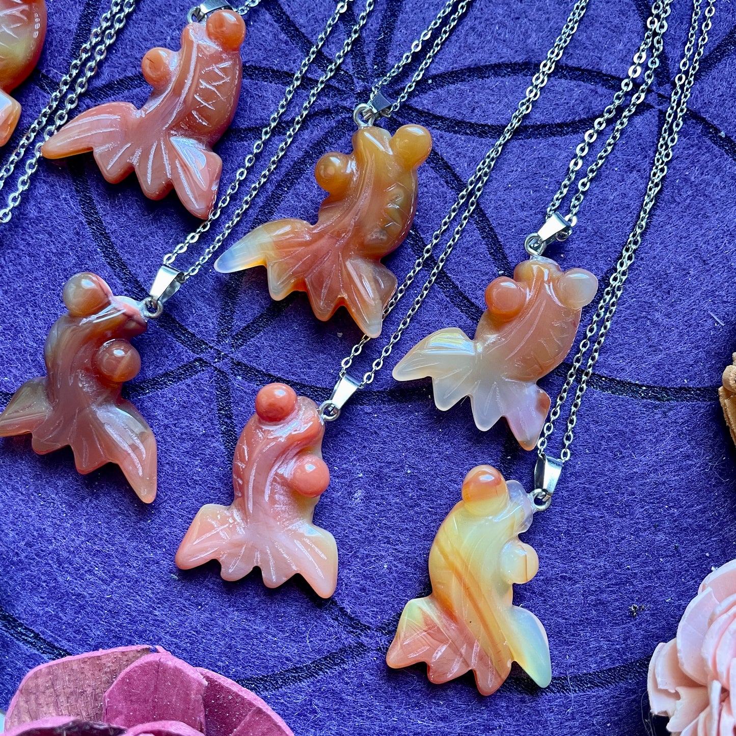 Carnelian Agate Fish Carving Necklace