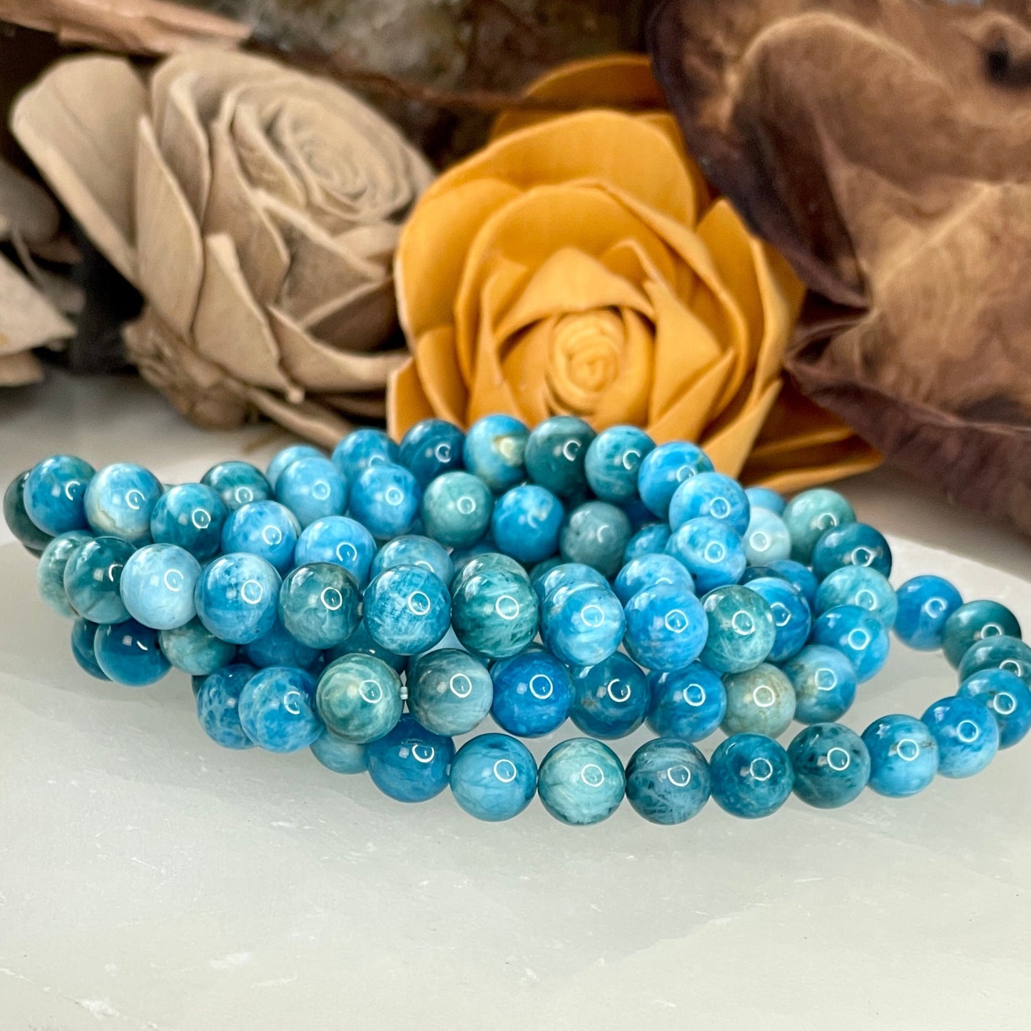 Blue Apatite 8mm Beaded bracelet