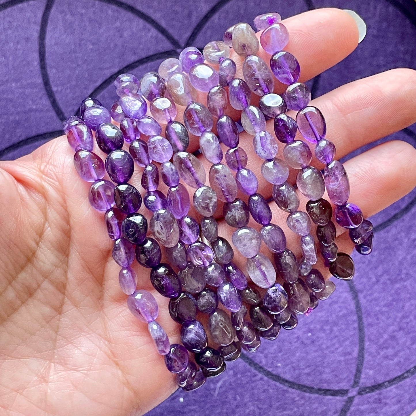 Amethyst Tumbled Stone Beaded bracelet