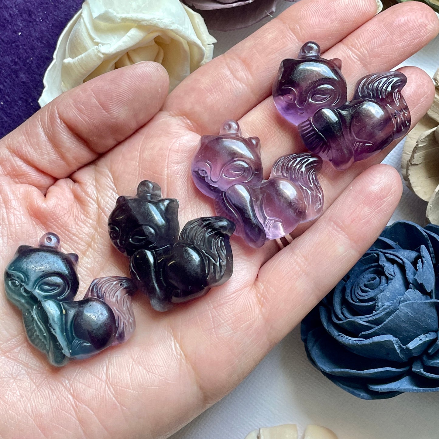 Fluorite Fox Carving Pendant