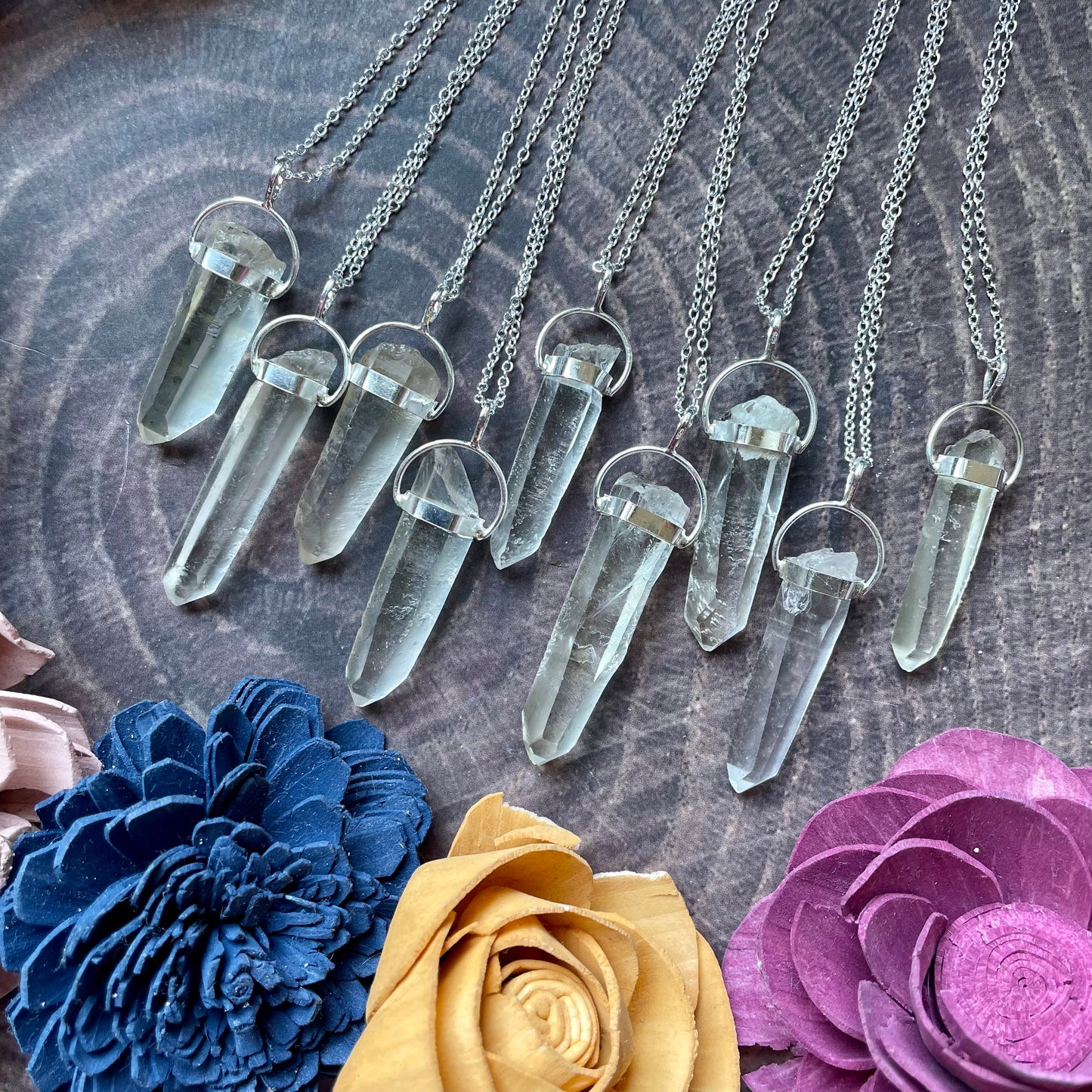 Lemurian Quartz Sterling Silver Pendant Necklace